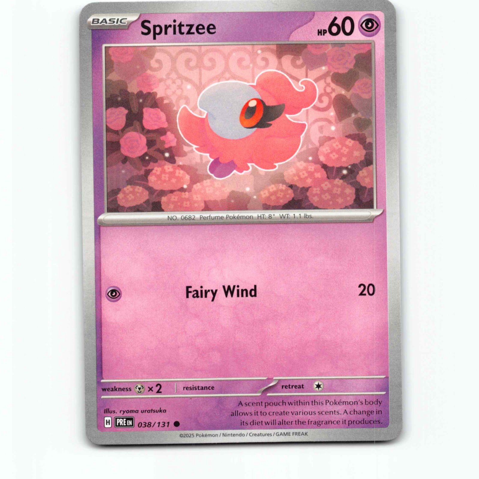 Spritzee 038/131 Pokémon PRE EN Prismatic Evolutions Pokemon Kort Scarlet & Viol
