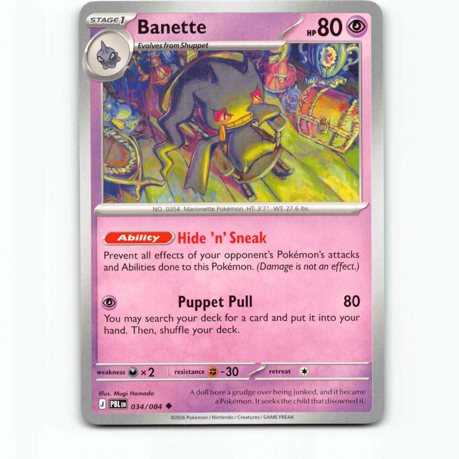 Banette 034/084 Pokémon PBL EN Pitch Black Pokemon Kort Mega Evolution