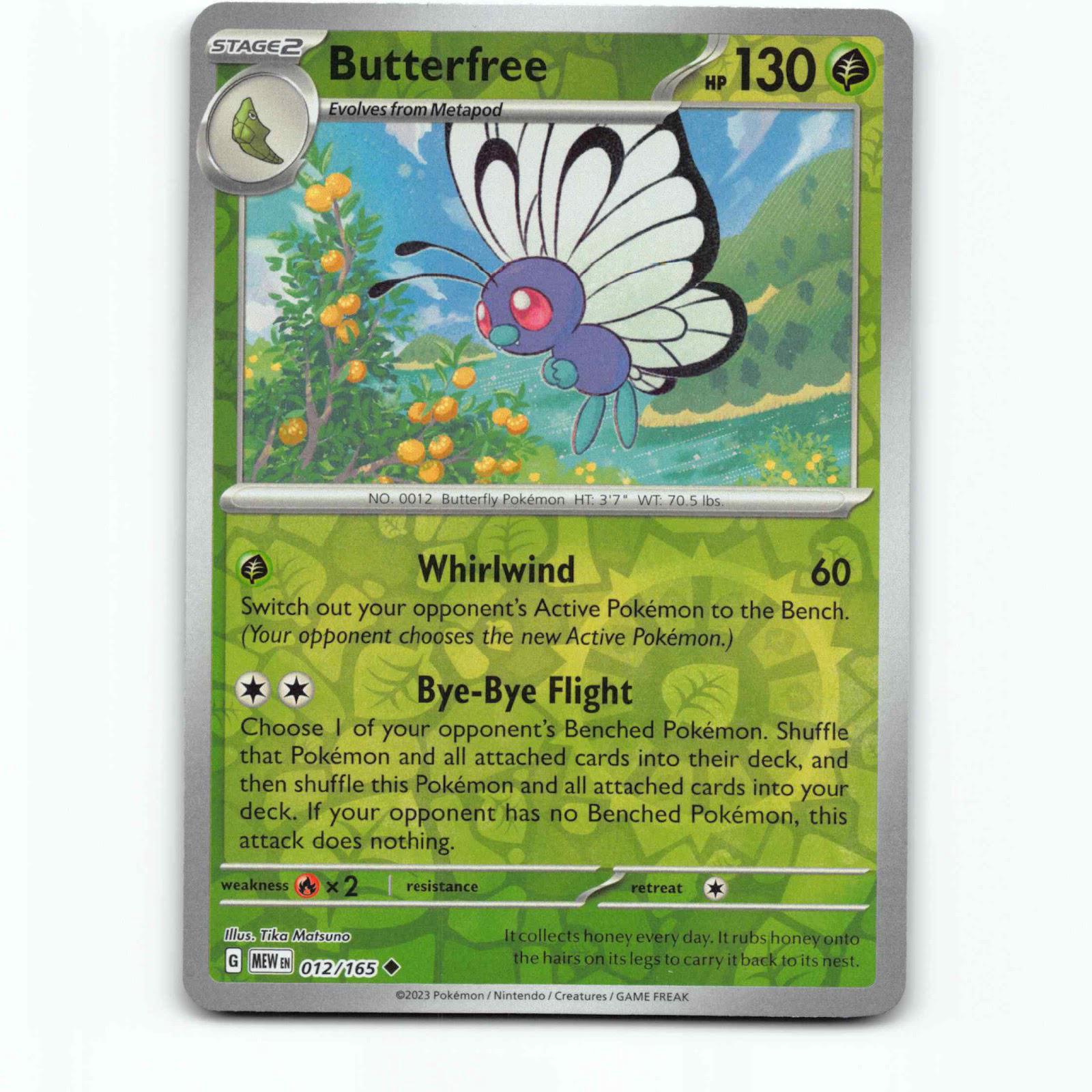 Butterfree 12 Reverse Holo Pokémon MEW EN 012/165 151 Pokemon Kort
