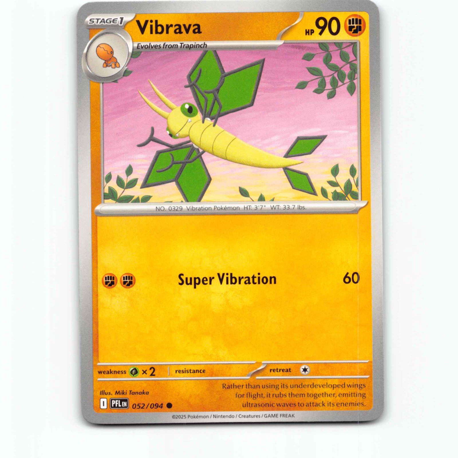 Vibrava 052/094 Pokémon PFL EN Phantasmal Flames Pokemon Kort Mega Evolution