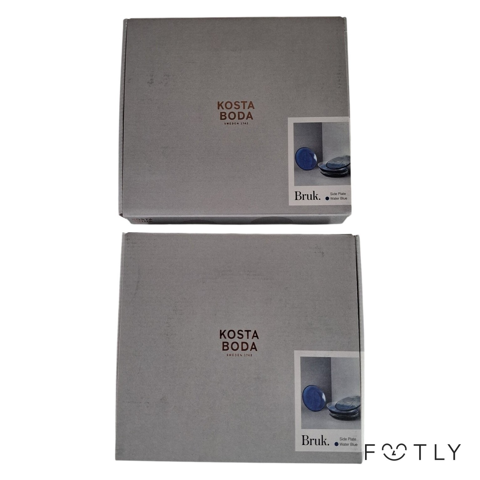 2 st Kosta Boda Bruk Side Plate 19,5 cm Water Blue Glas Tallrik Anna Ehrner Desi