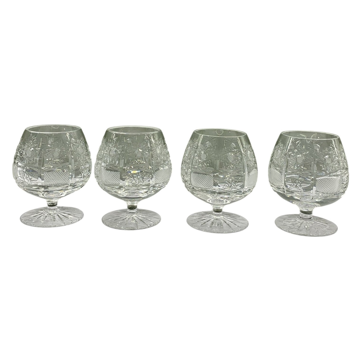 4 st Konjakglas Kristall Slipad Dekor Glas Vintage Bägare Kupa Fest Dukning