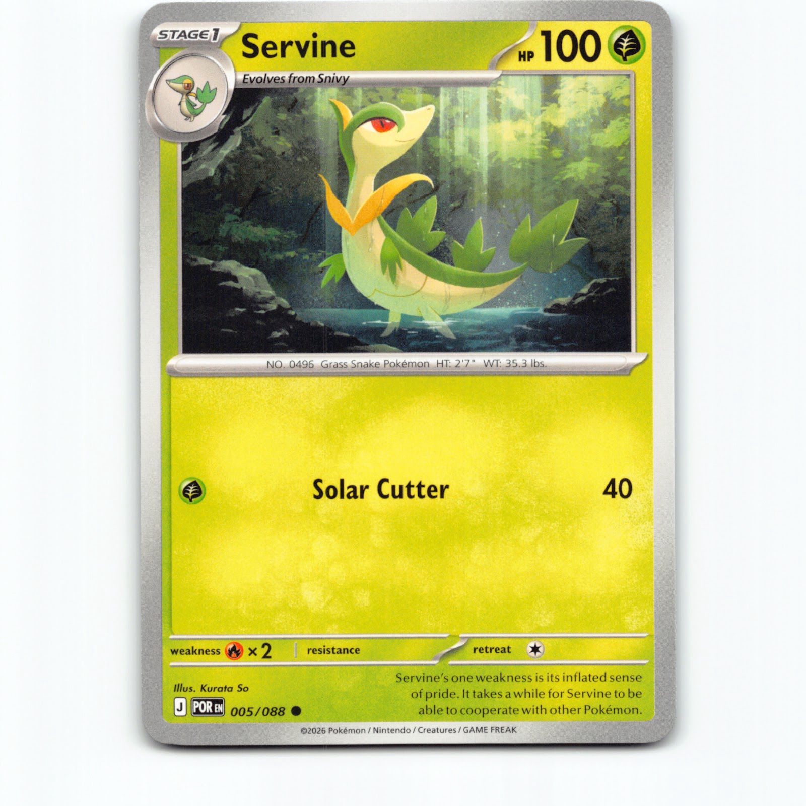 Pokémon Servine POR EN 005/088 Pokemon Kort Perfect Order Mega Evolution