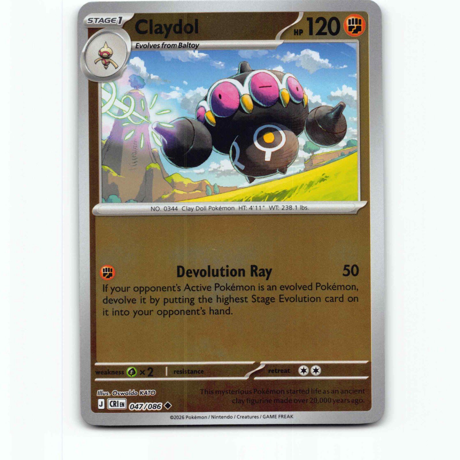 Claydol 47 Reverse Holo Pokémon CRI EN 047/086 Chaos Rising Pokemon Kort