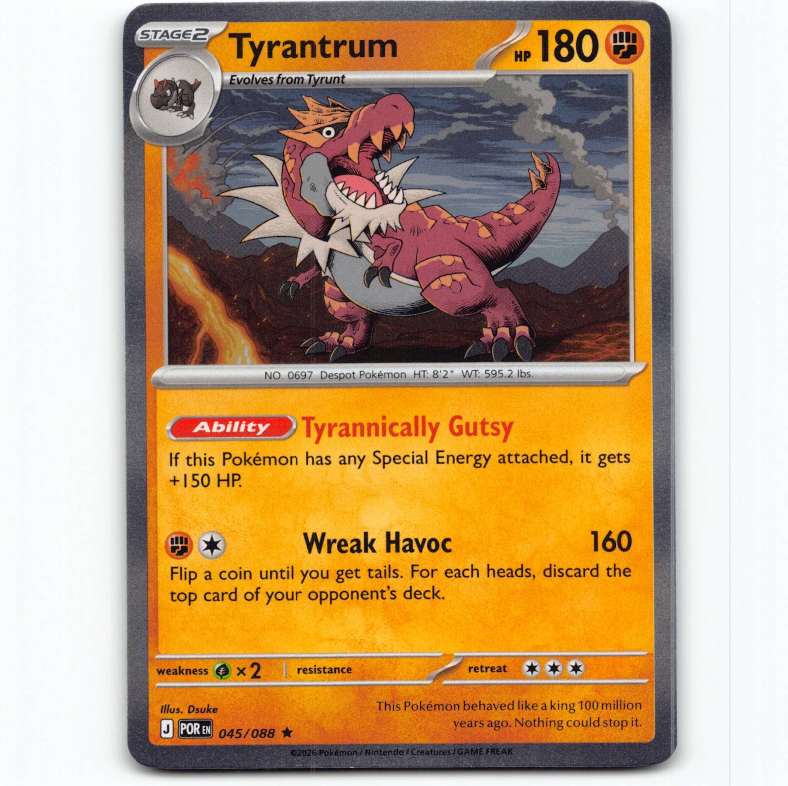 Pokémon Tyrantrum POR EN 045/088 Holo Pokemon Kort Perfect Order Mega Evolution