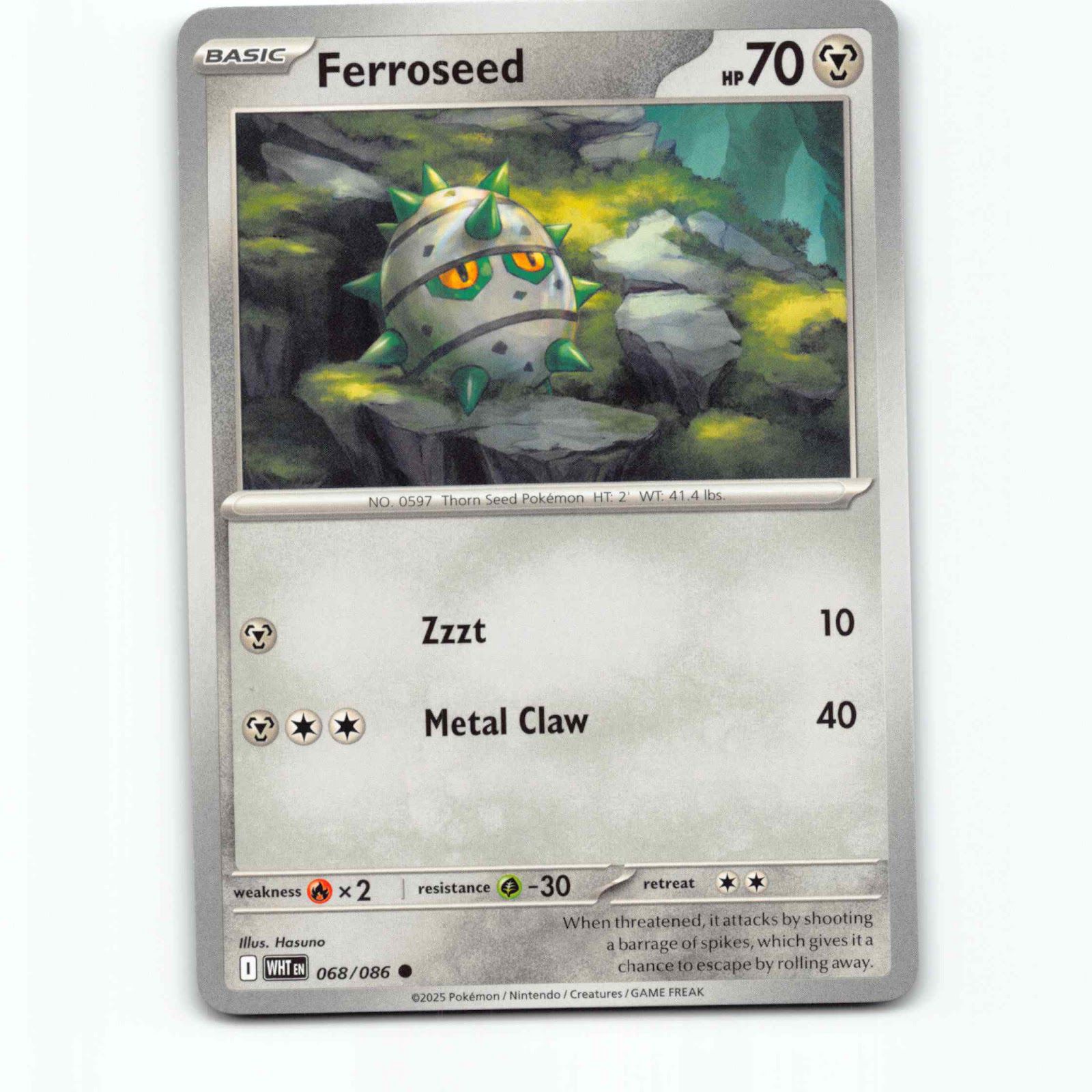 Ferroseed 068/086 Pokémon WHT EN White Flare Pokemon Kort Scarlet & Violet