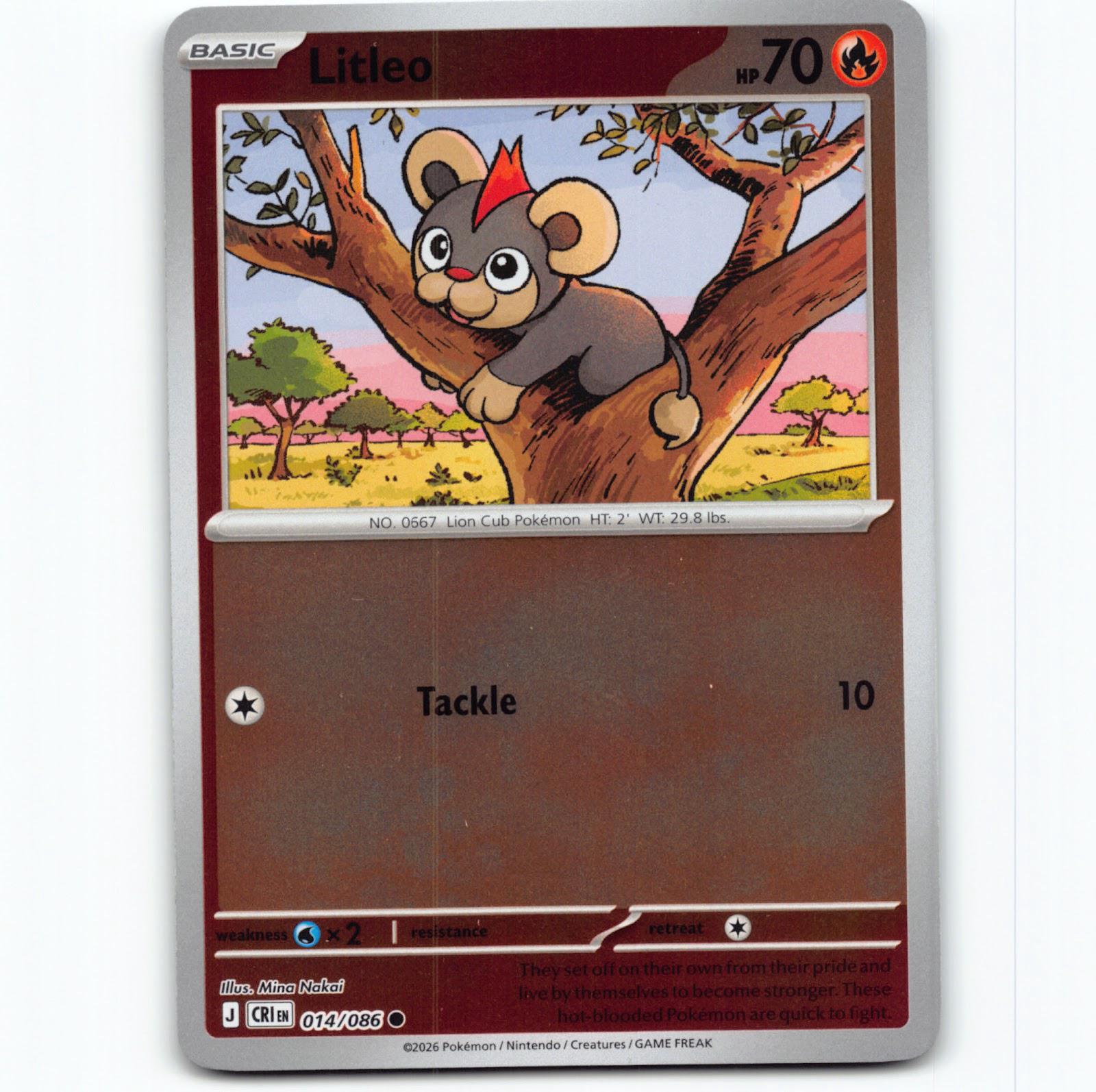Pokémon Litleo CRI EN 014/086 Reverse Holo Pokemon Kort Chaos Rising Mega Evolu