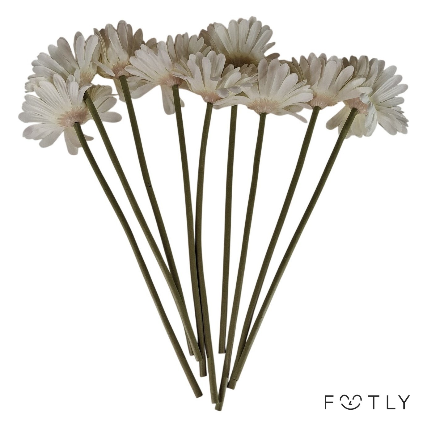 9 st Konstgjorda Blommor Vita Gerbera Plastblommor Dekor Bukett