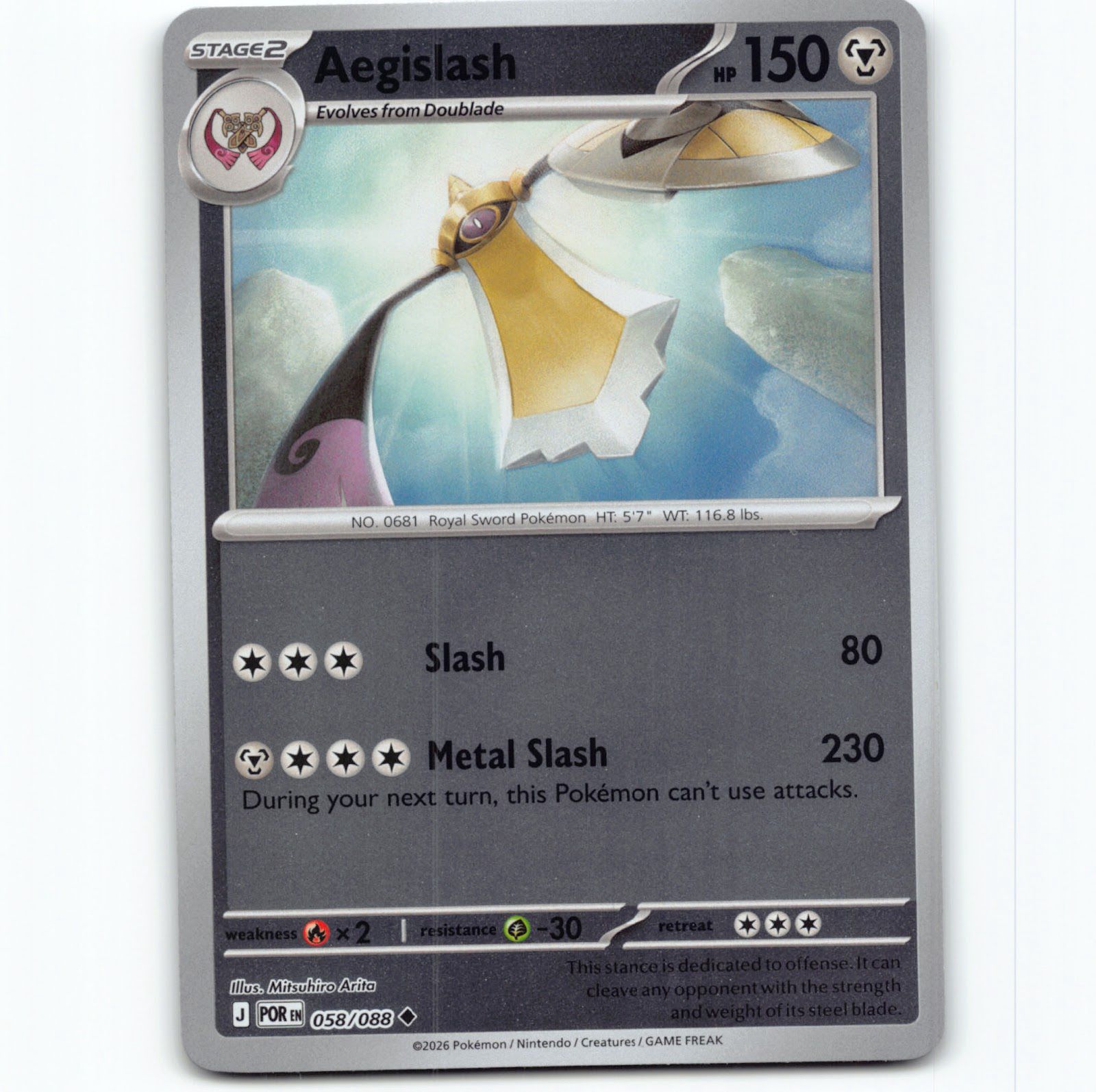 Pokémon Aegislash POR EN 058/088 Reverse Holo Pokemon Kort Perfect Order Mega