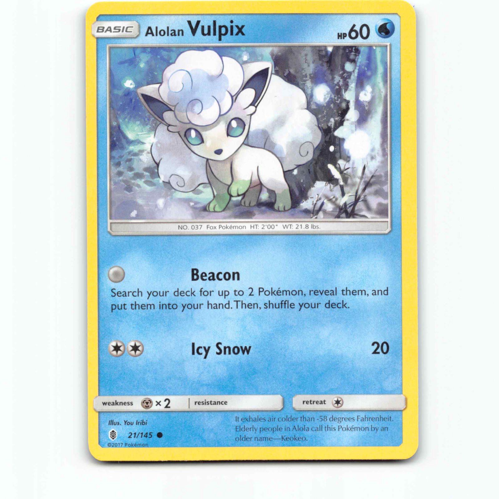 Alolan Vulpix 21/145 Pokémon GRI EN Guardians Rising Pokemon Kort Sun & Moon