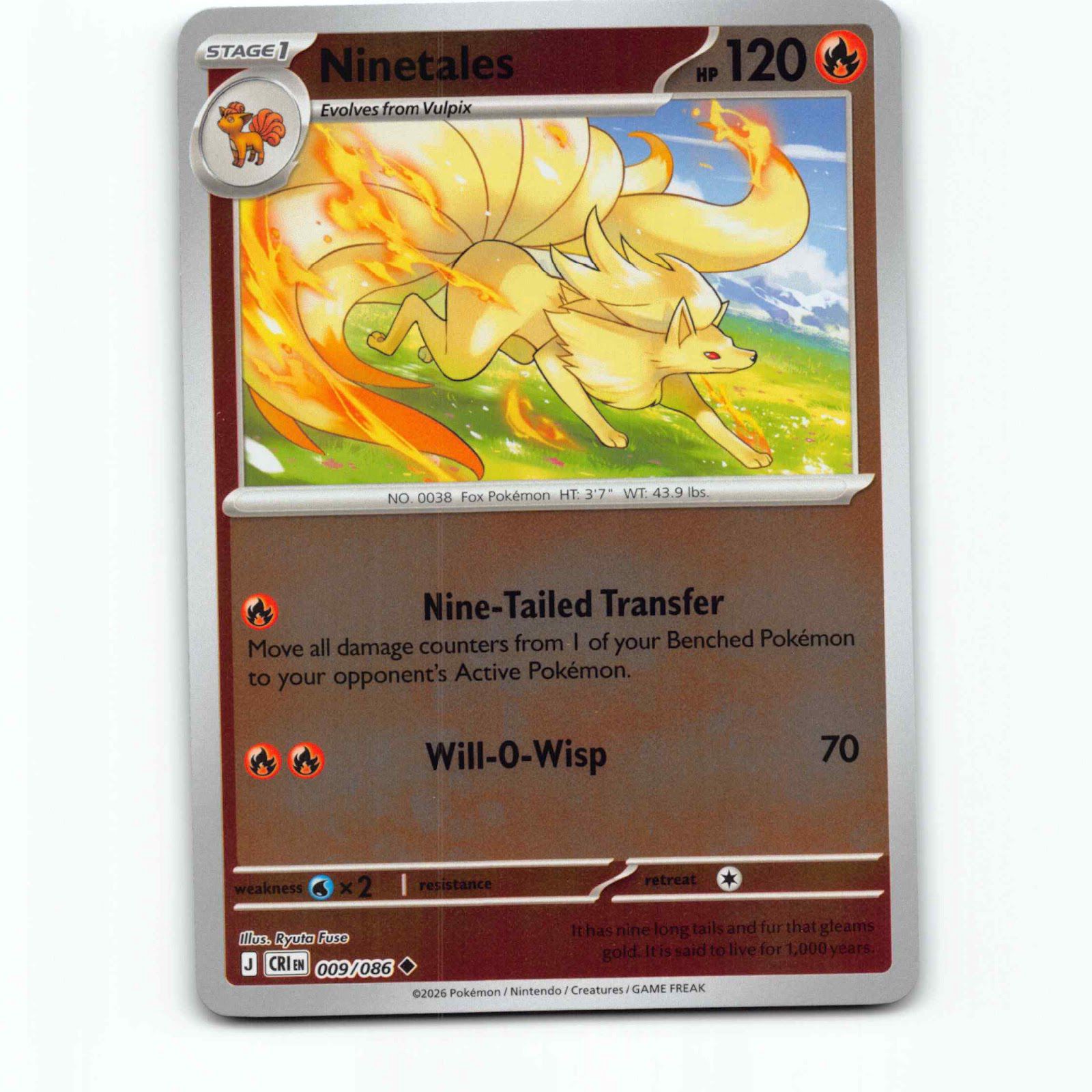Ninetales 009/086 Pokémon Reverse Holo CRI EN Chaos Rising Pokemon Kort Mega Evo
