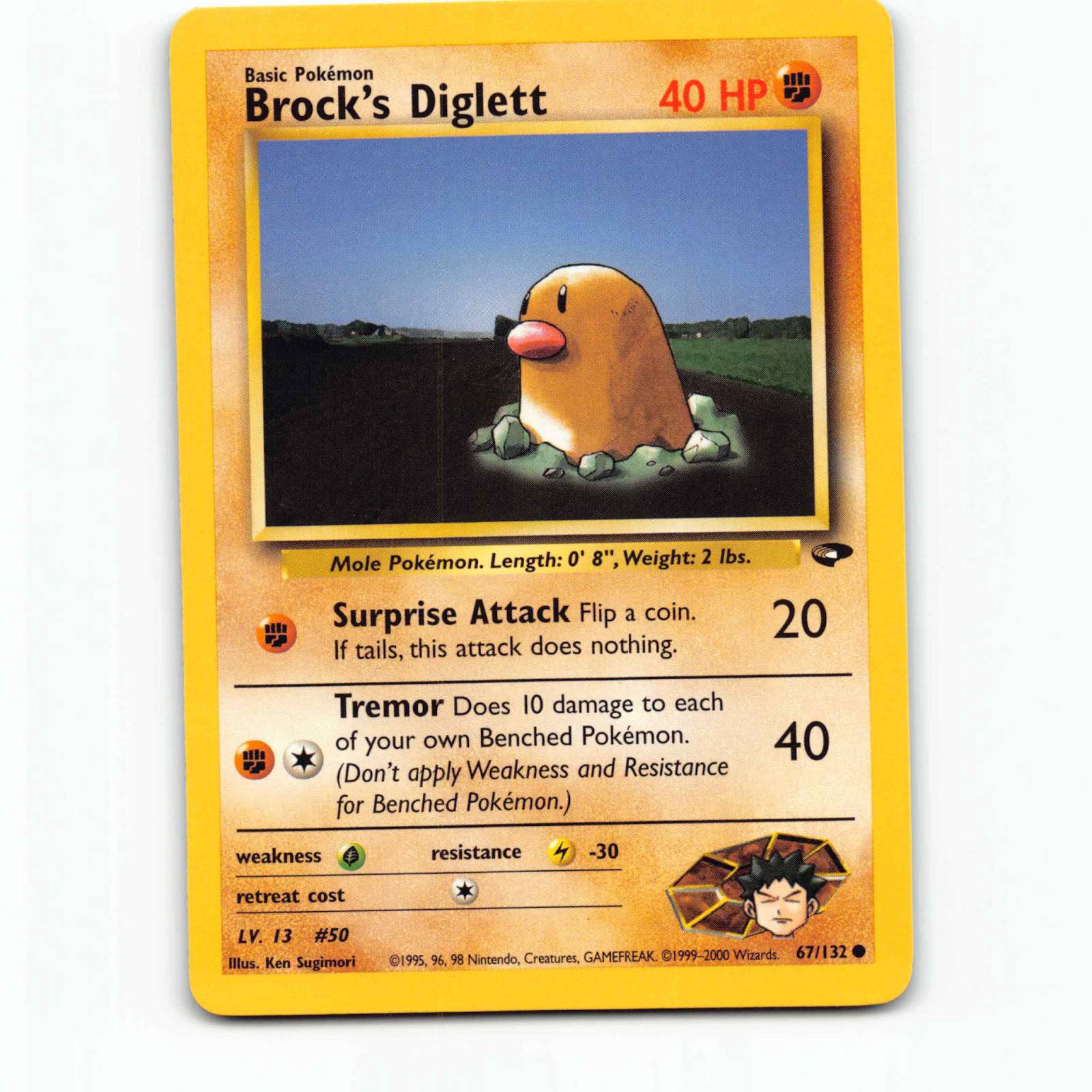 Brock's Diglett 67 Pokémon G2 EN 67/132 Gym Challenge Pokemon Kort