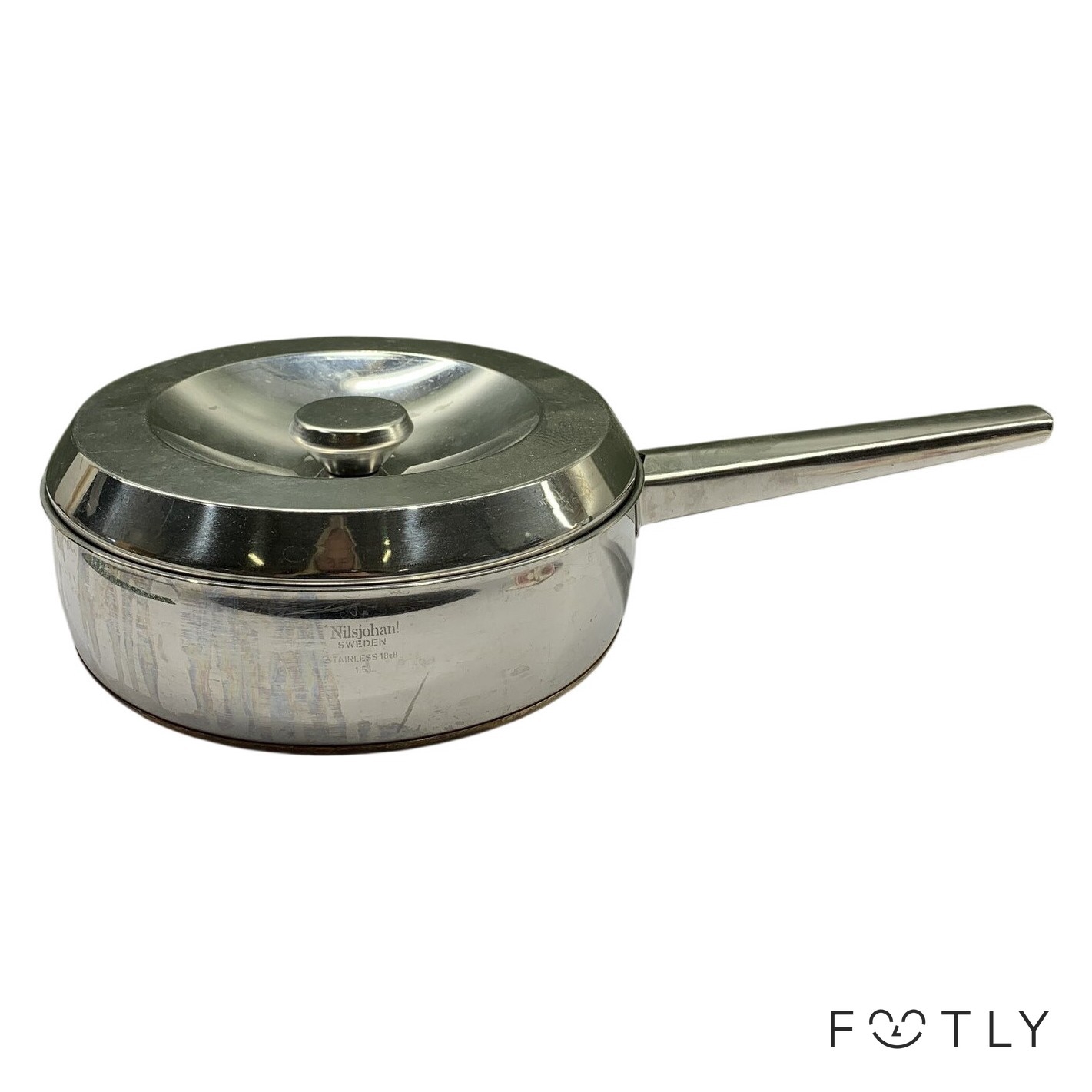 Nilsjohan Kastrull 1,5L Rostfritt Stål Lock Gryta Stainless 18 8 Sweden Vintage