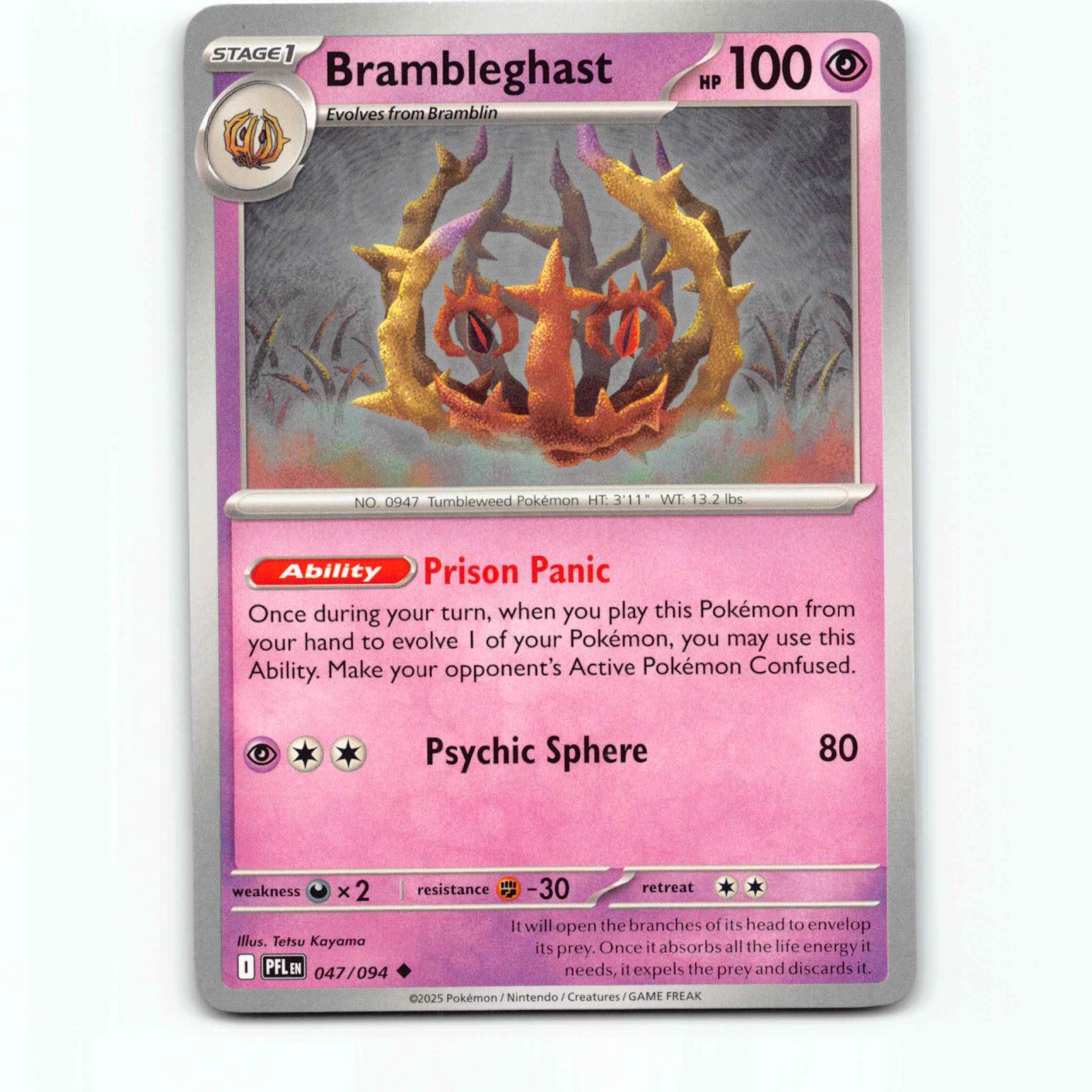 Brambleghast 047/094 Pokémon PFL EN Phantasmal Flames Pokemon Kort Mega Evolutio
