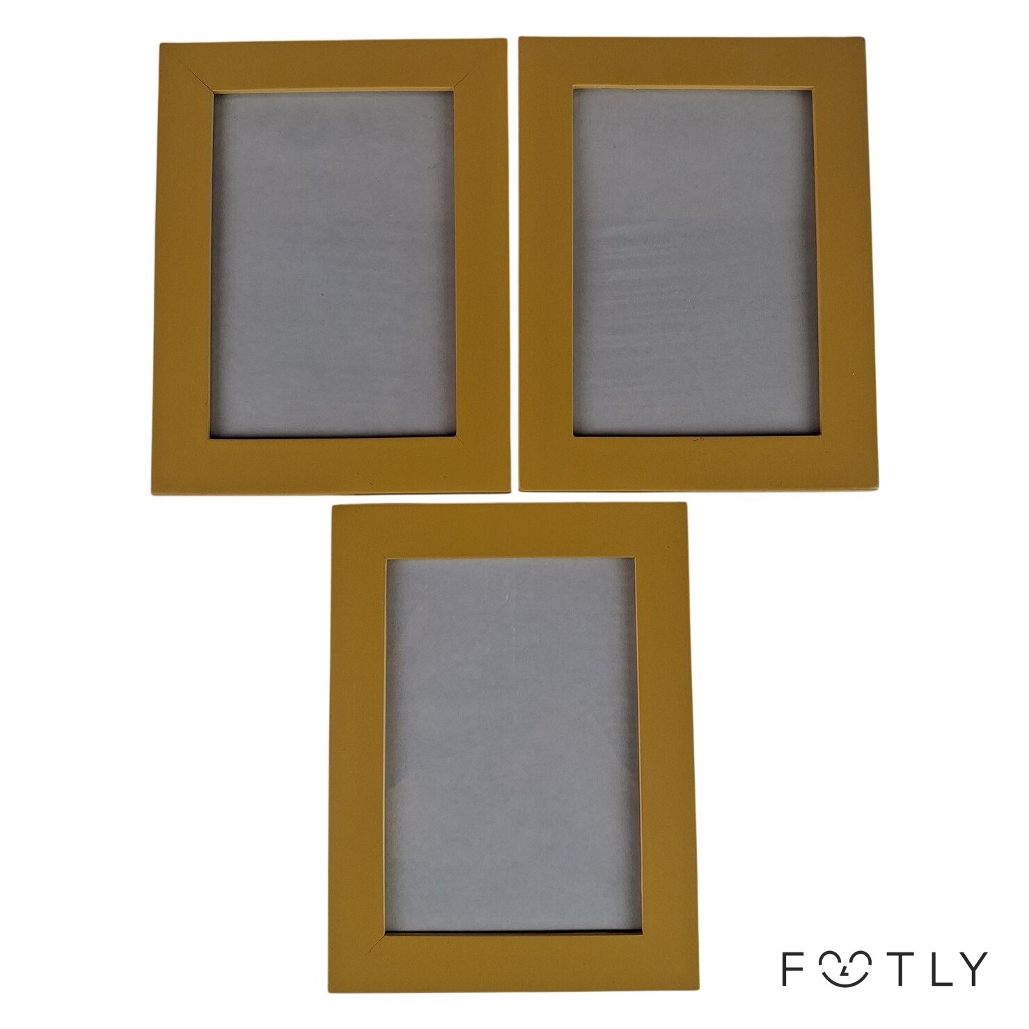 3 st Fotoramar Gul Träram Glas Frontram Tavla Ram Bilderram Foto