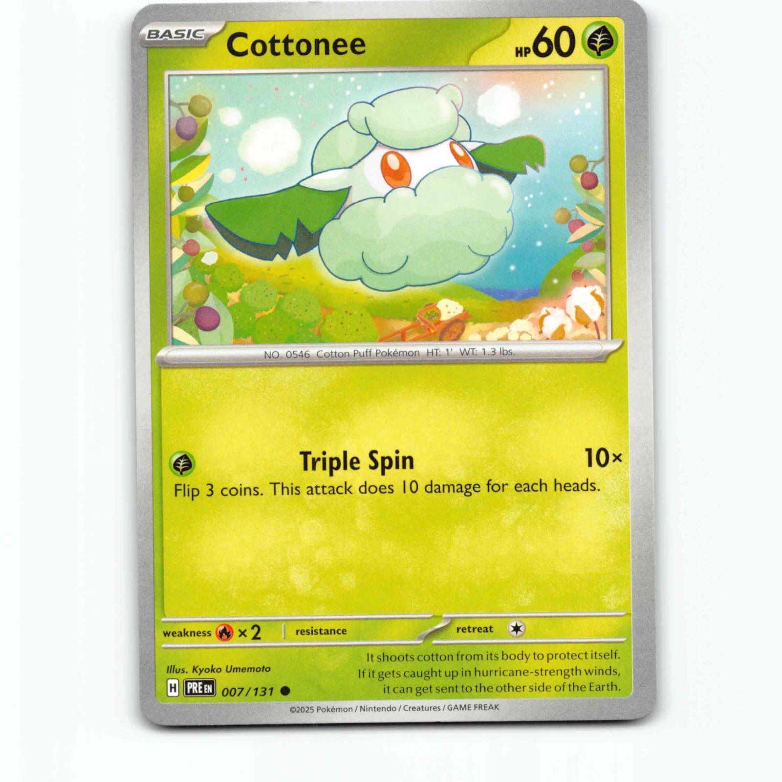 Cottonee 007/131 Pokémon PRE EN Prismatic Evolutions Pokemon Kort Scarlet & Viol