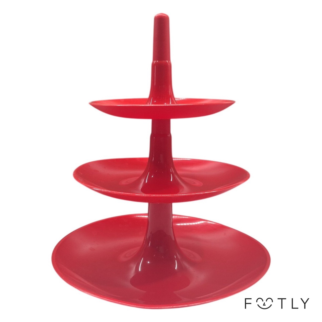 Koziol Babell Etagere Röd Plast Made in Germany Kakfat Serveringsfat Våningsfat