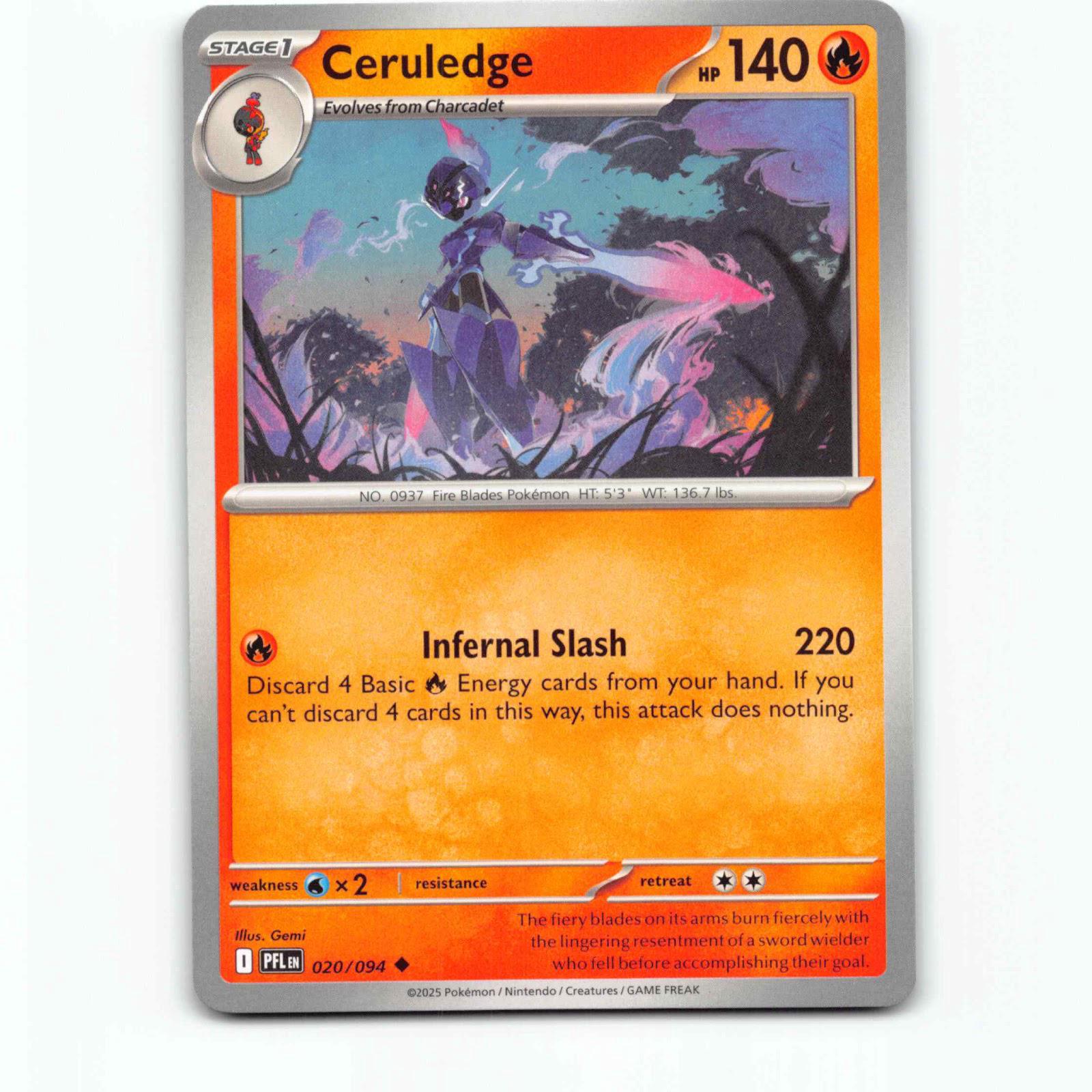 Ceruledge 020/094 Pokémon PFL EN Phantasmal Flames Pokemon Kort Mega Evolution