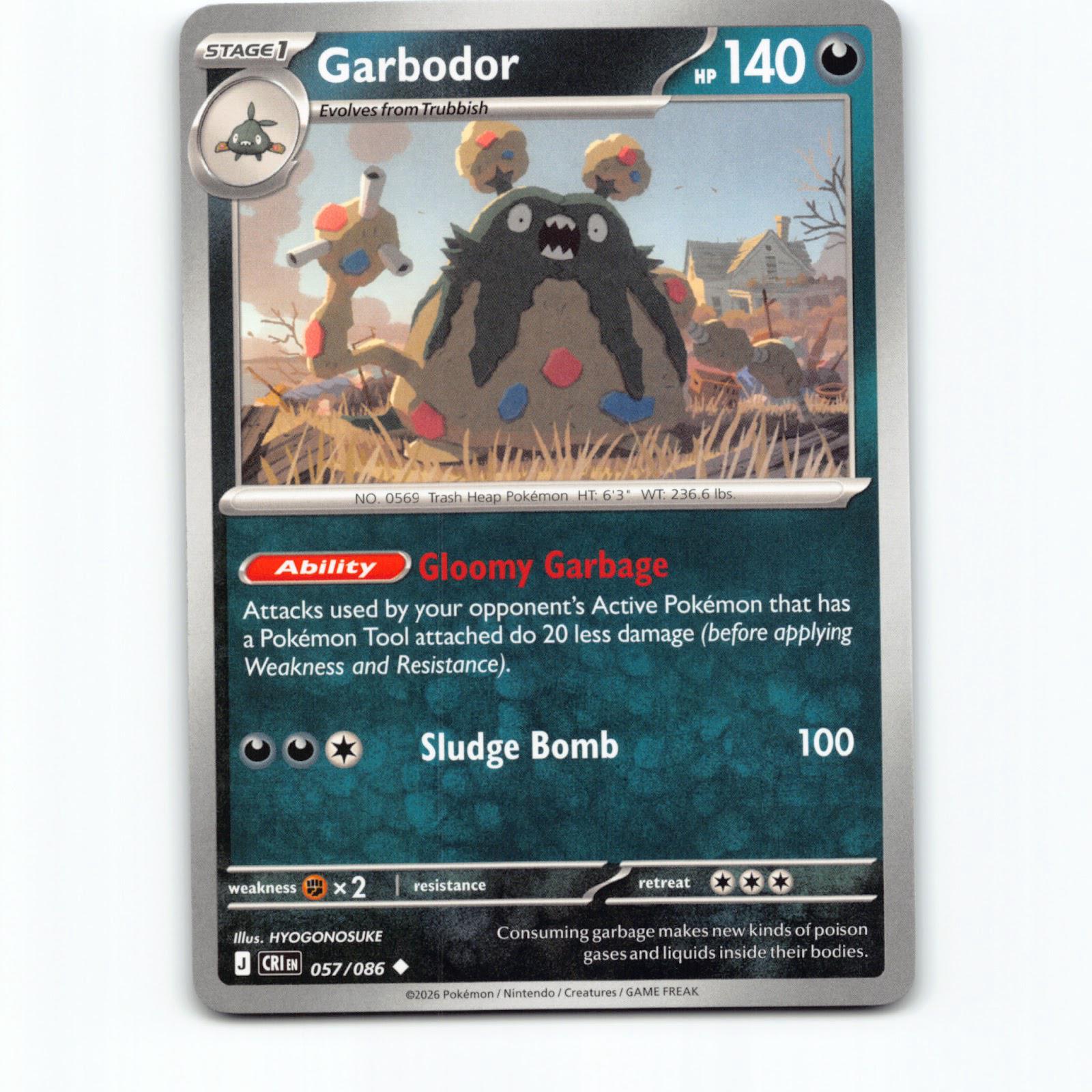 Garbodor 057/086 Pokémon CRI EN Chaos Rising Pokemon Kort Mega Evolution