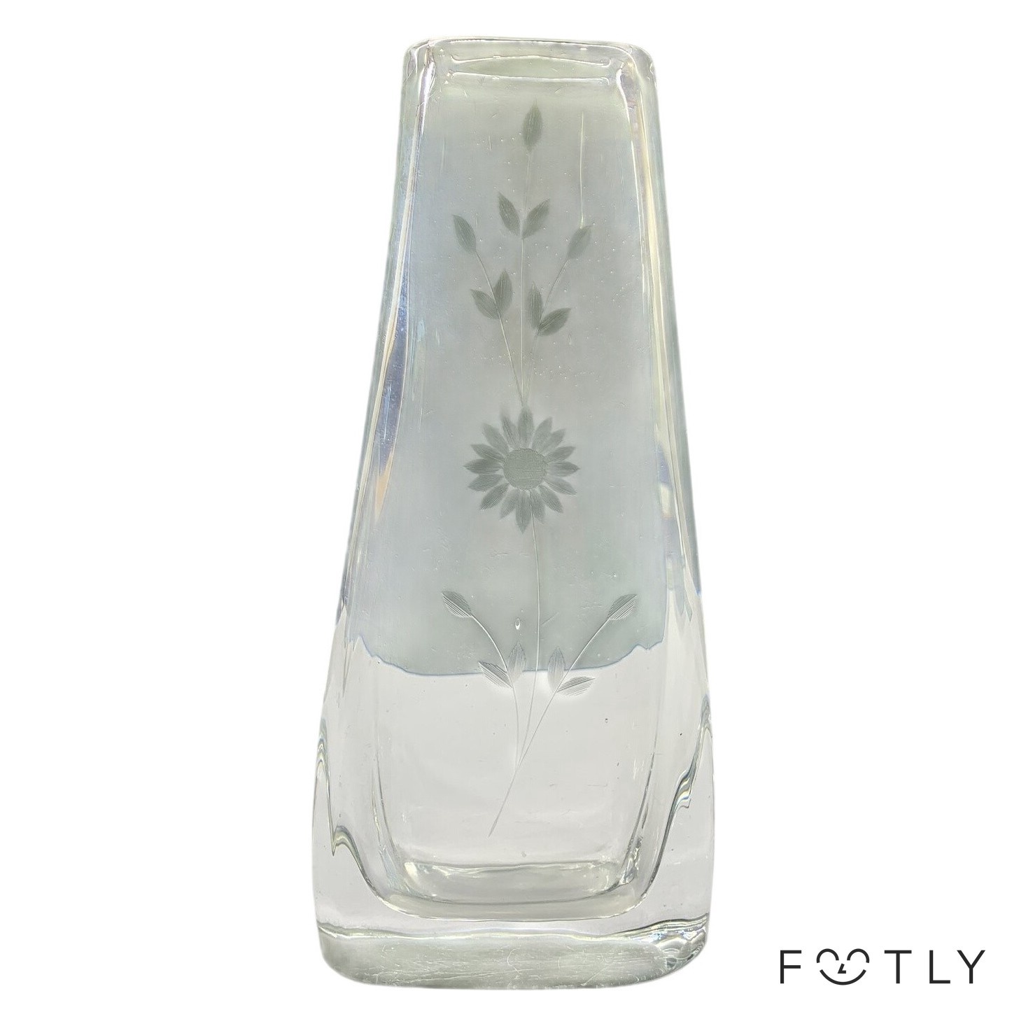 Vas Glas Fyrkantig Slipad Blomdekor Klar Blomvas Vintage Dekorativ Inredning