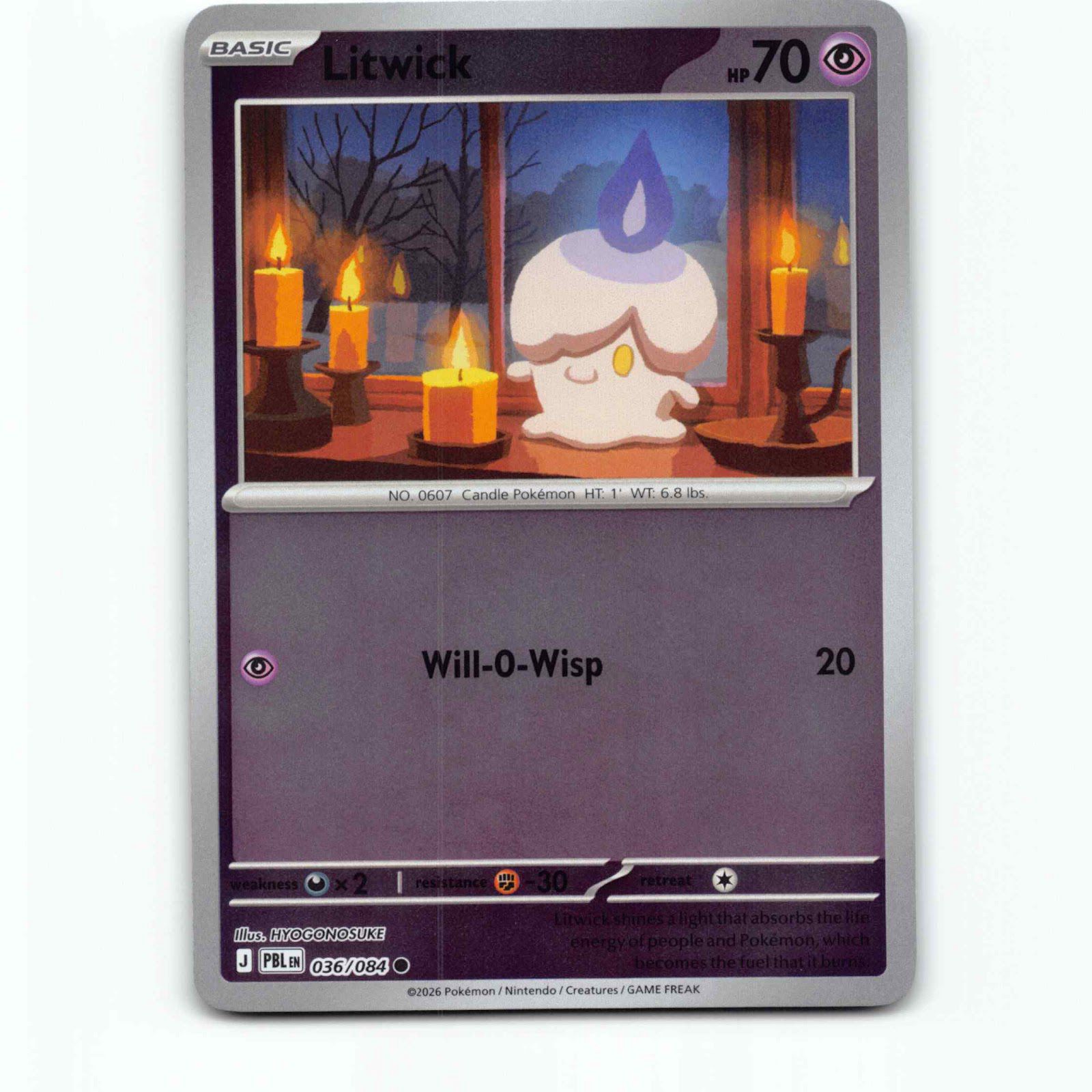 Litwick 036/084 Pokémon Reverse Holo PBL EN Pitch Black Pokemon Kort Mega Evolut