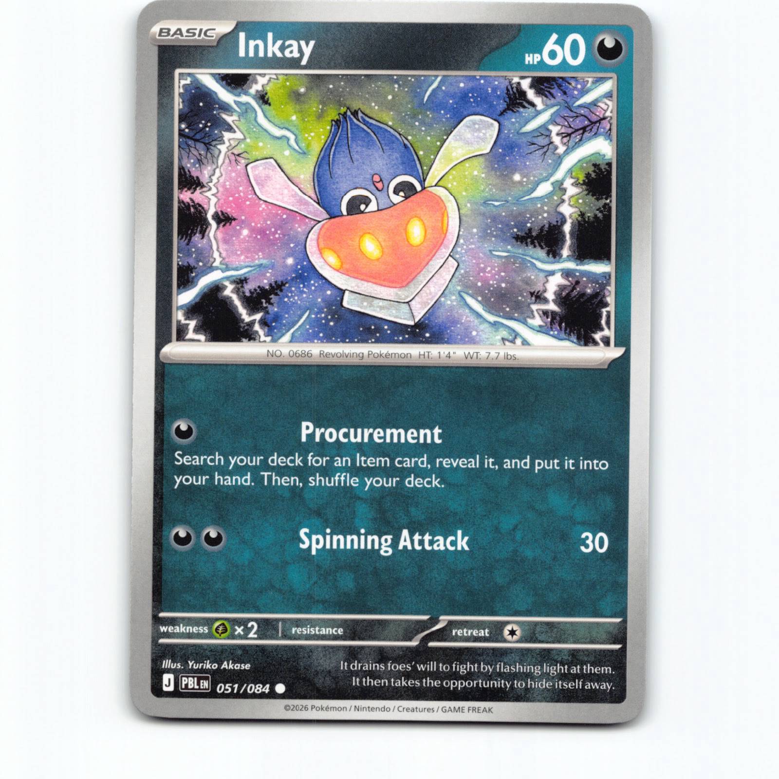 Inkay 051/084 Pokémon PBL EN Pitch Black Pokemon Kort Mega Evolution