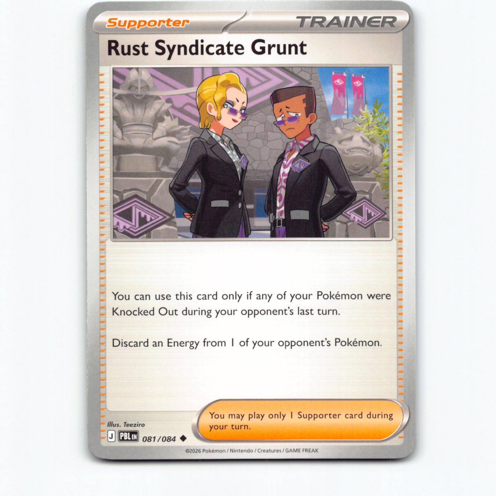 Rust Syndicate Grunt 081/084 Pokémon PBL EN Pitch Black Pokemon Kort Mega Evolut