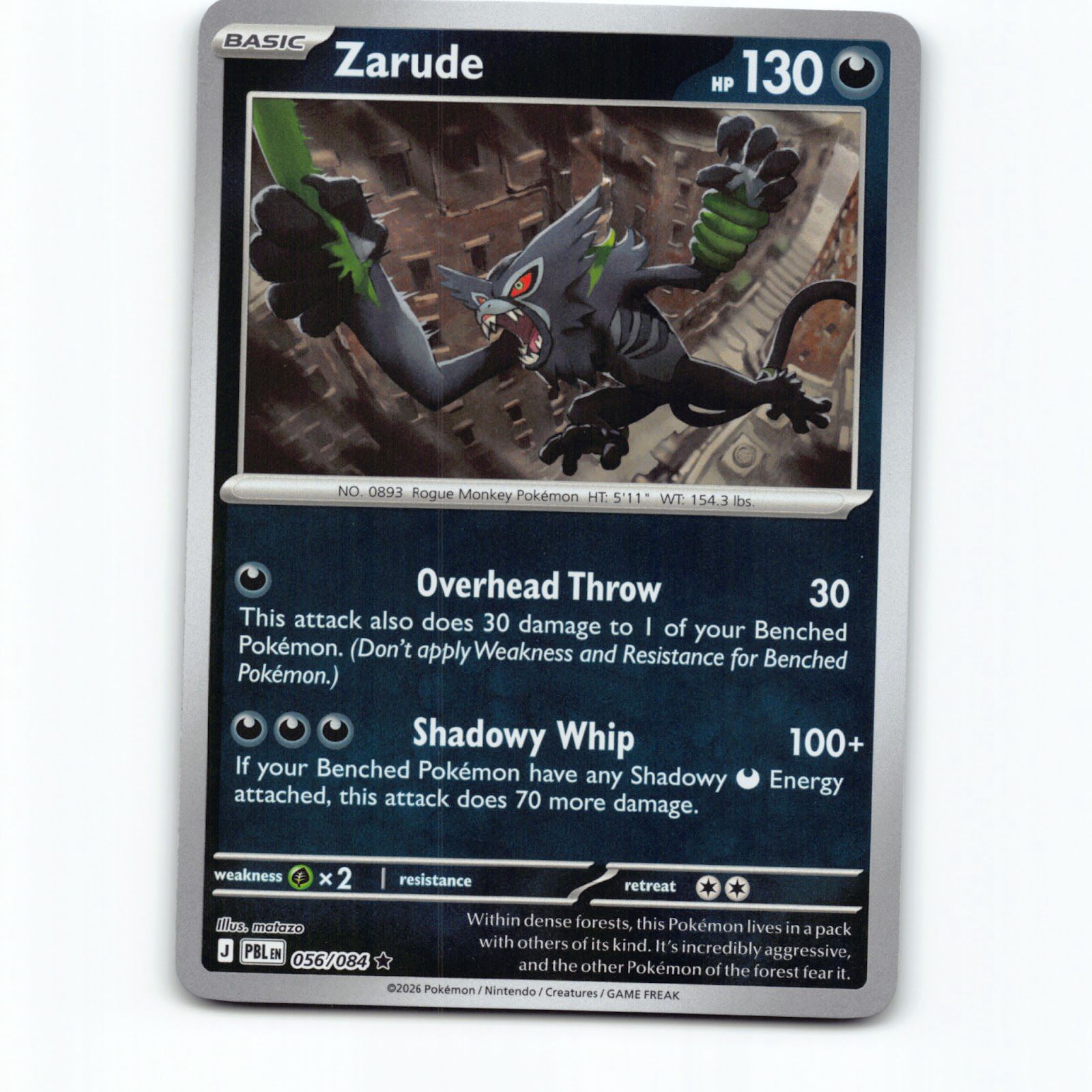 Pokémon Zarude PBL EN 056/084 Reverse Holo Pokemon Kort Pitch Black Mega Evoluti