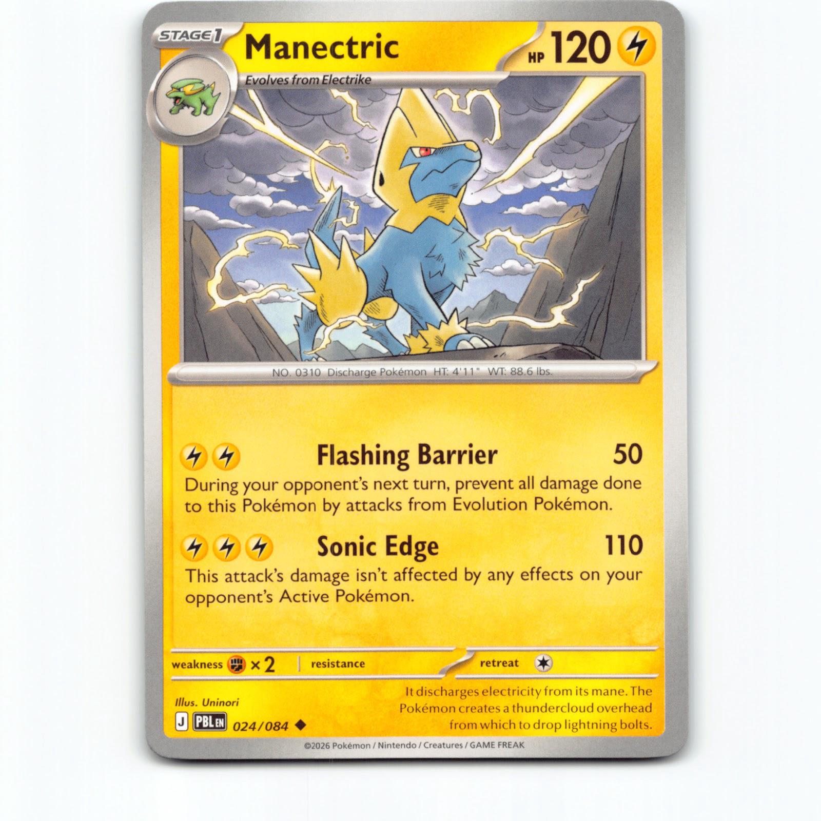 Pokémon Manectric PBL EN 024/084 Pokemon Kort Pitch Black Mega Evolution