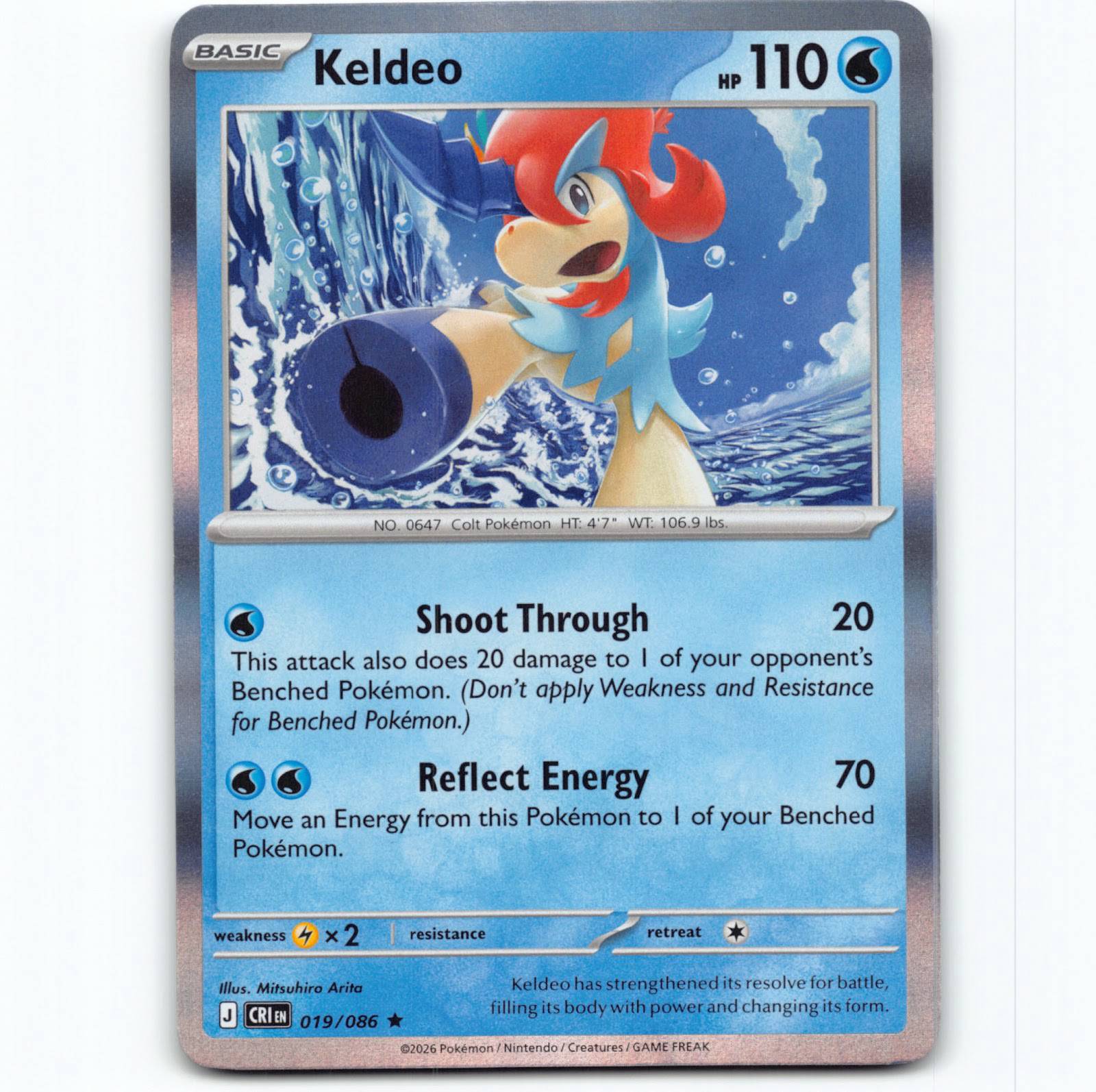 Pokémon Keldeo CRI EN 019/086 Holo Pokemon Kort Chaos Rising Mega Evolution