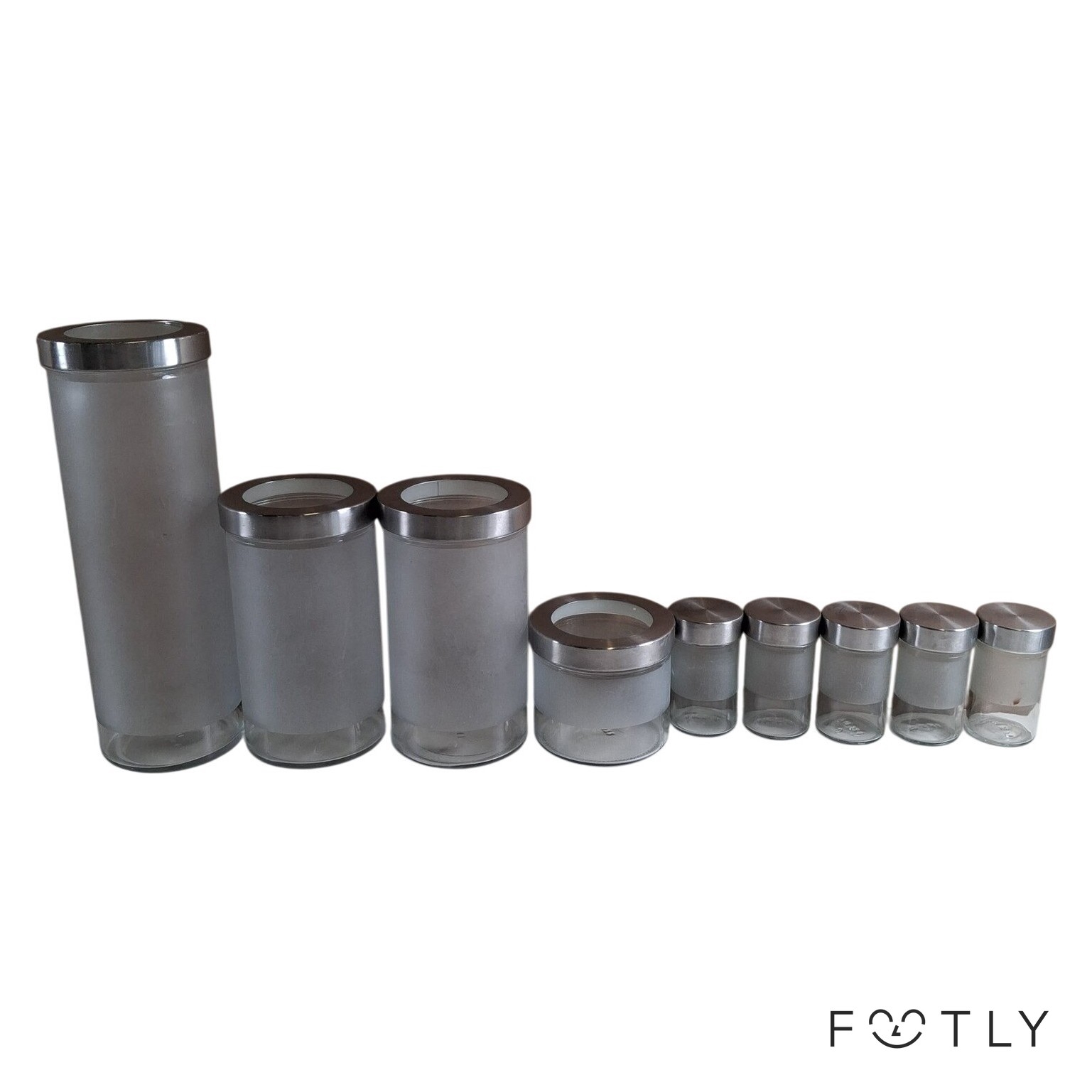 IKEA 9 st Burkar Glas Rostfritt Lock Förvaring Kök Kryddburkar Frostat glas