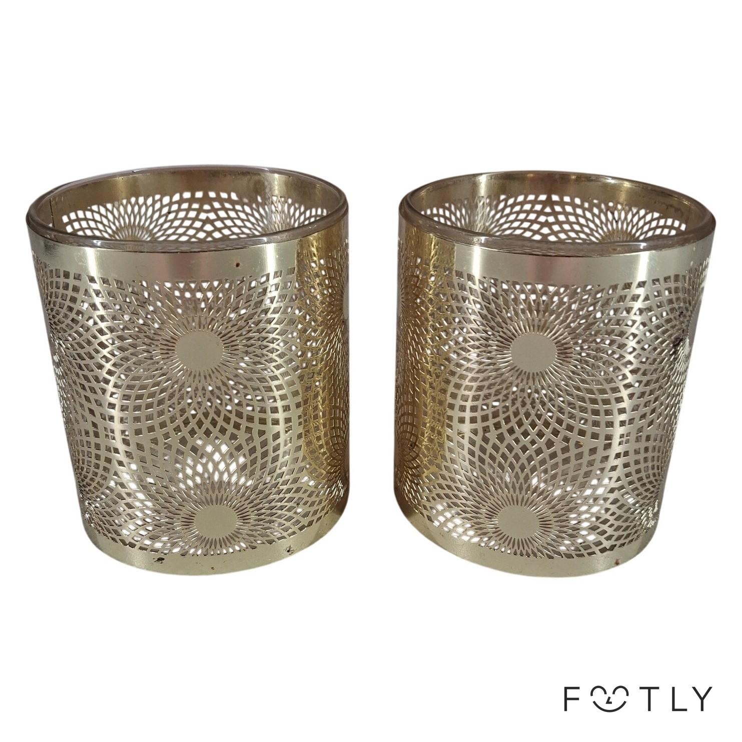 Interstil 2 st Ljuslyktor Modell 195005 Metalllykta Mönstrad Tealight