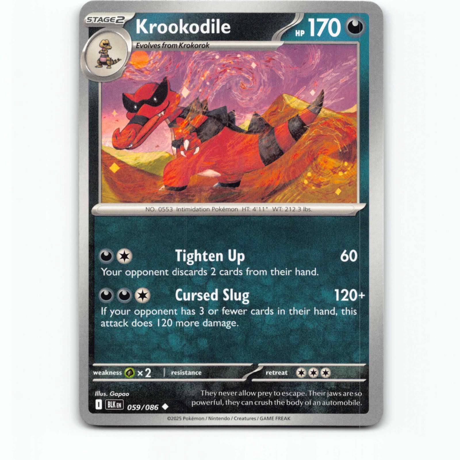 Krookodile 059/086 Pokémon BLK EN Black Bolt Pokemon Kort Scarlet & Violet