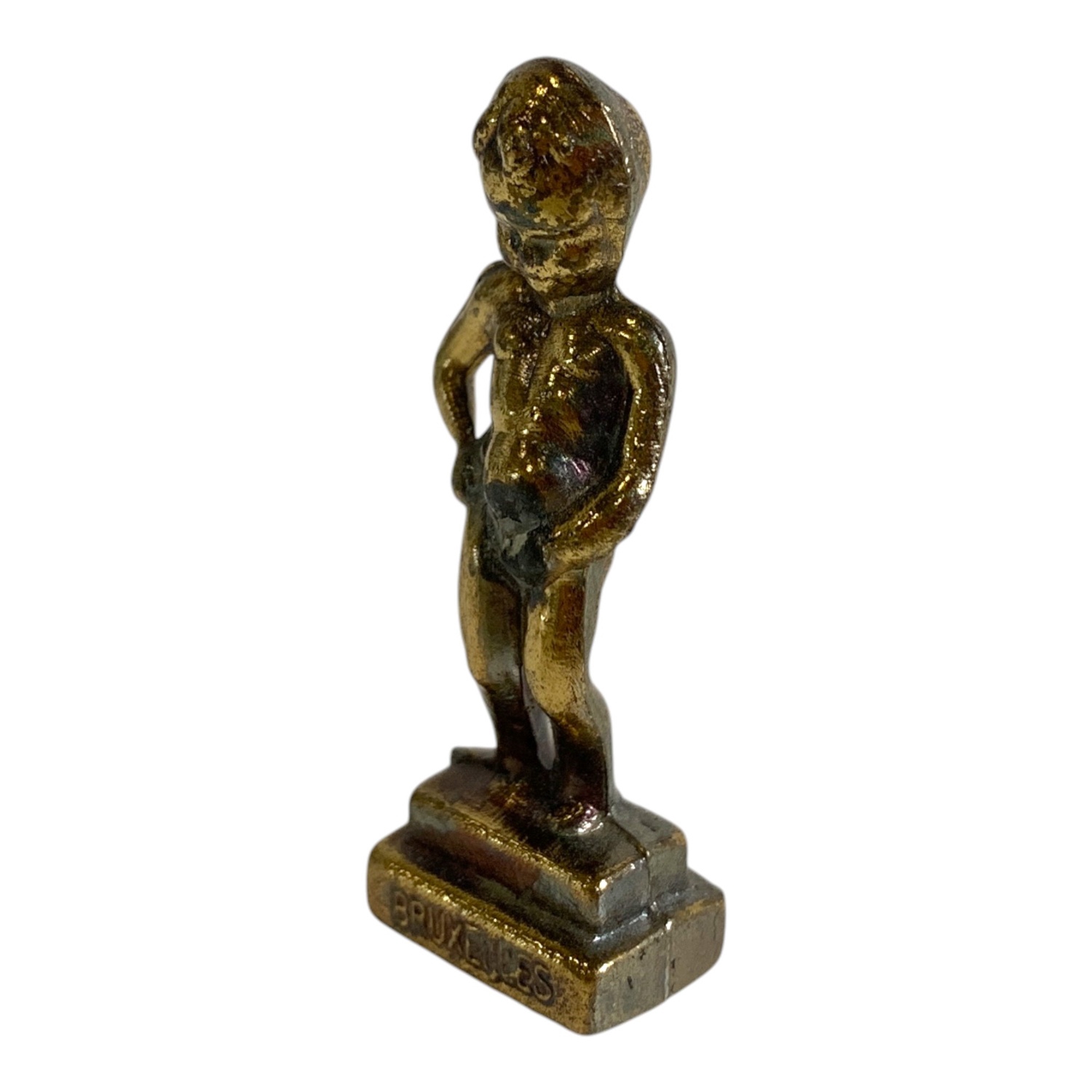 Mässing Liten Figurin Manneken Pis ca 5cm Bruxelles Vintage Design Retro