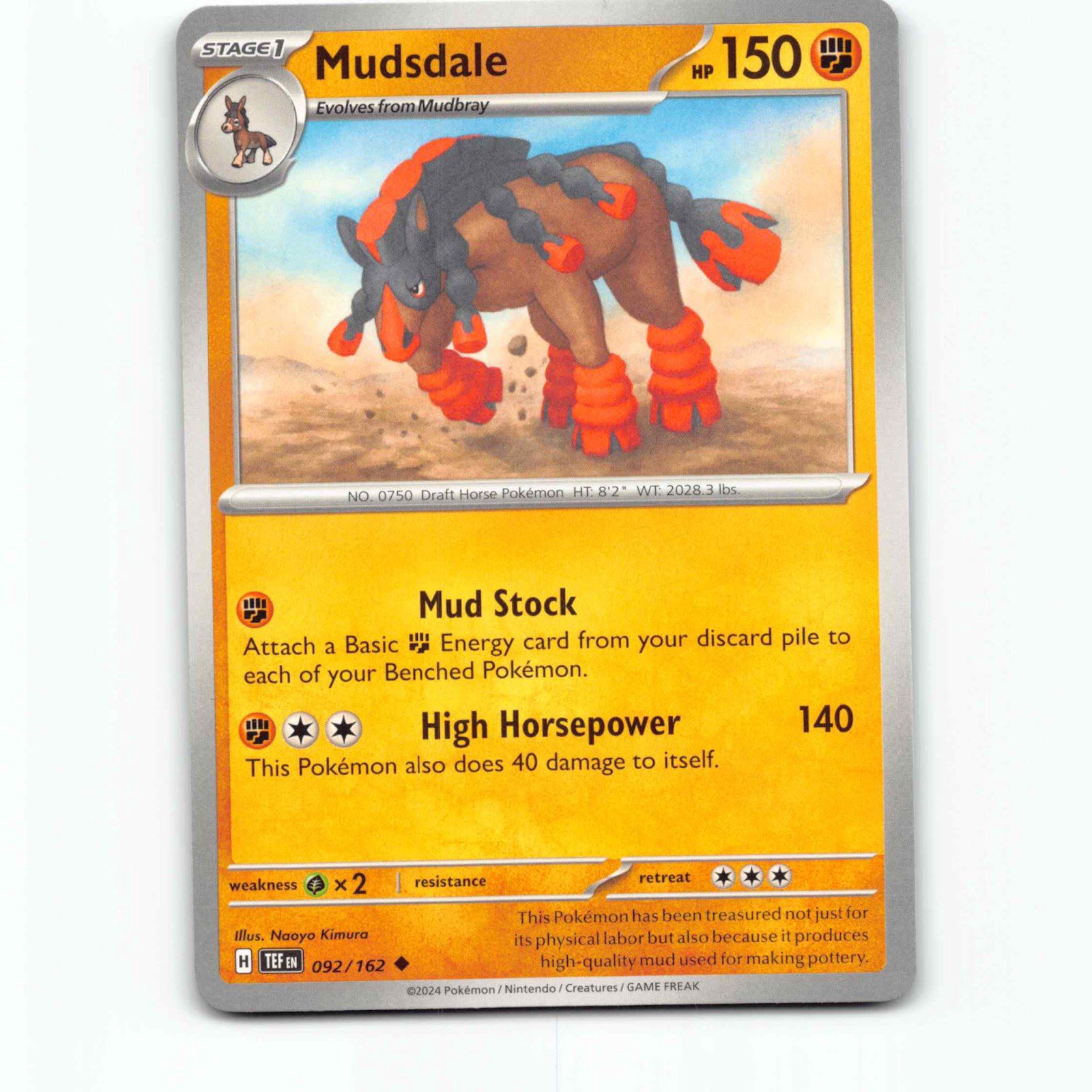 Mudsdale 92 Pokémon TEF EN 092/162 Temporal Forces Pokemon Kort Scarlet & Violet