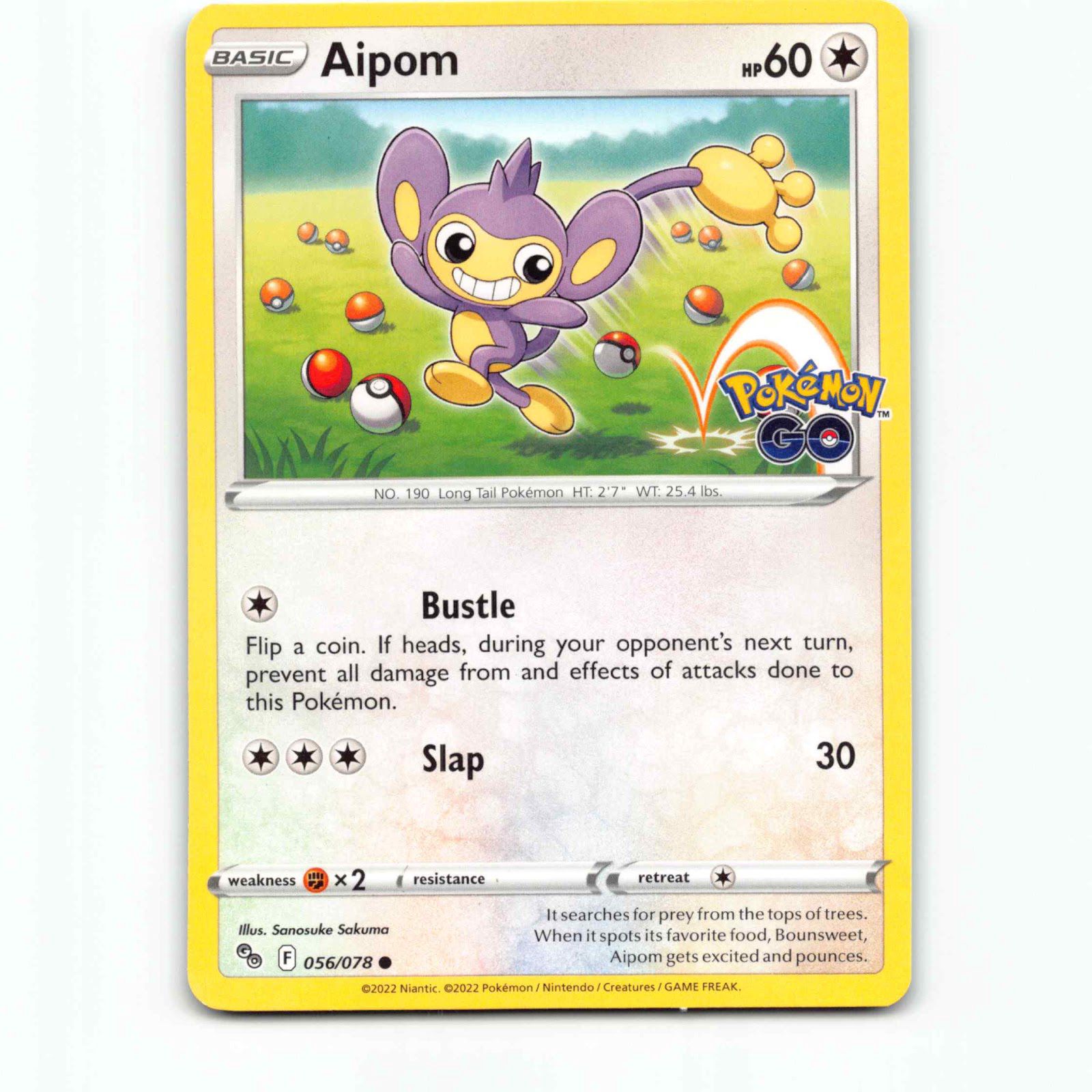 Aipom 56 Pokémon PGO EN 056/078 Pokemon GO Pokemon Kort Sword & Shield