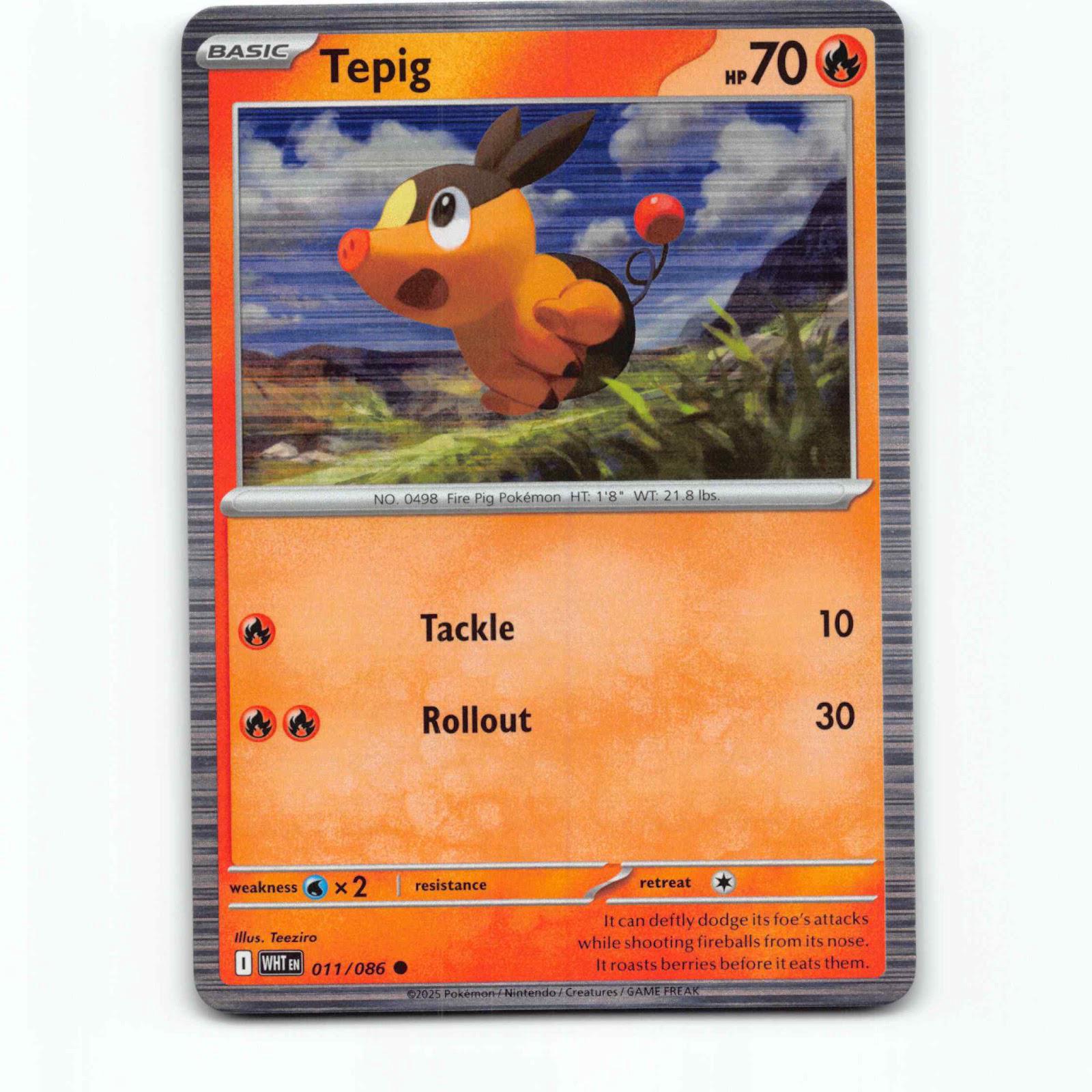 Tepig 11 Holo Pokémon WHT EN 011/086 White Flare Pokemon Kort Scarlet & Violet