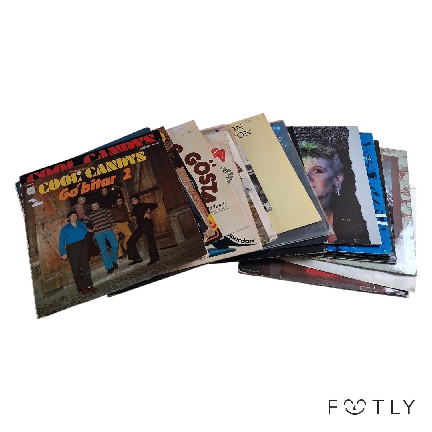 Parti 24 st Vinylskivor LP Svenskt 70-tal Pop Retro Samling Vinyl Skivor