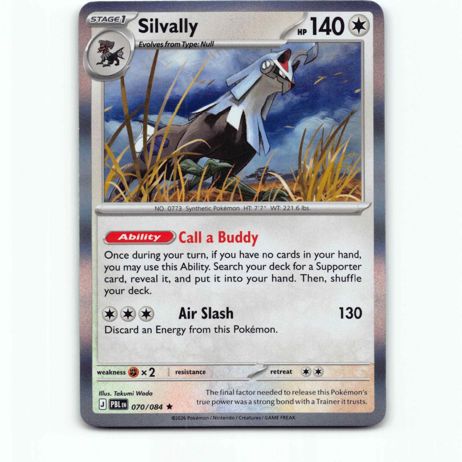 Silvally 70 Holo Pokémon PBL EN 070/084 Pitch Black Pokemon Kort Mega Evolution