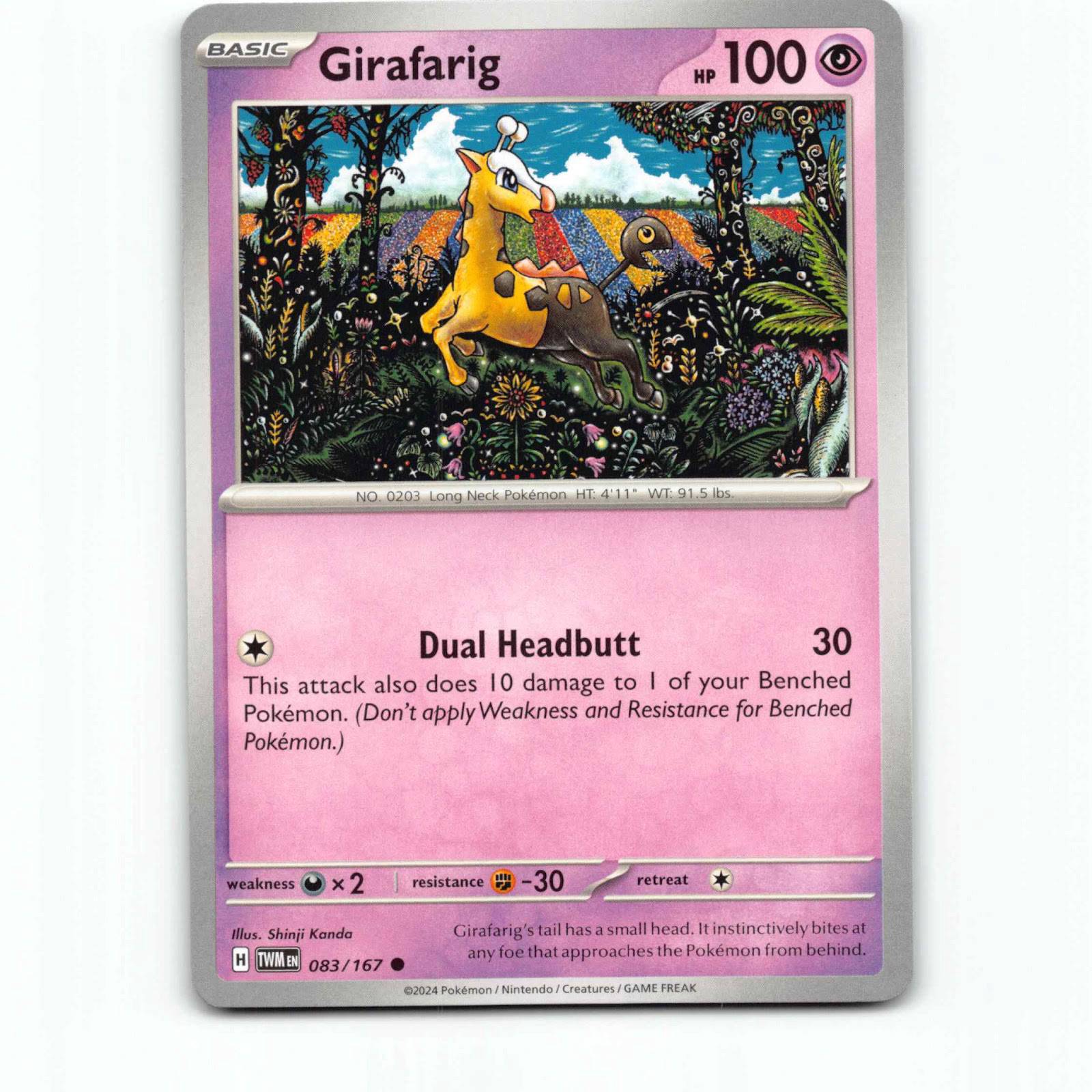 Girafarig 83 Pokémon TWM EN 083/167 Twilight Masquerade Pokemon Kort