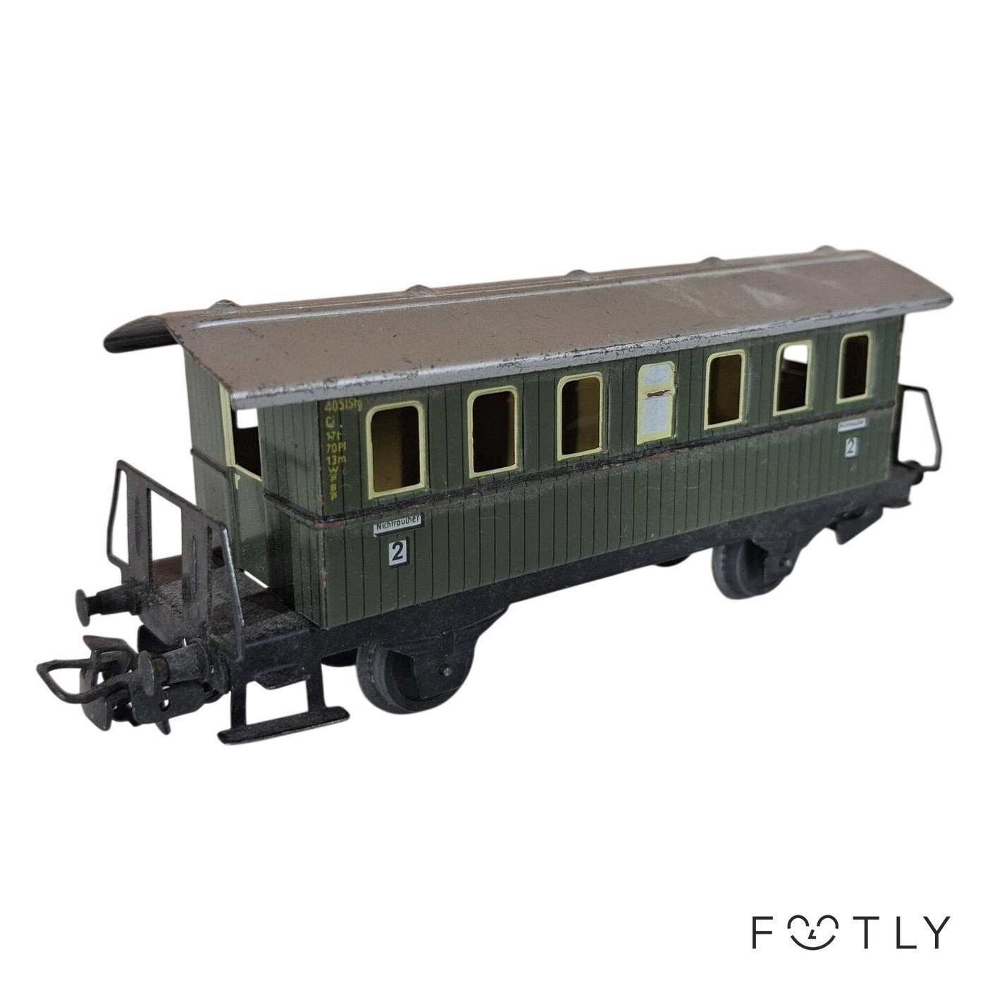 Märklin 4035 Modelljärnväg Personvagn Vintage Grön Metall Tåg H0 Göppingen Retro