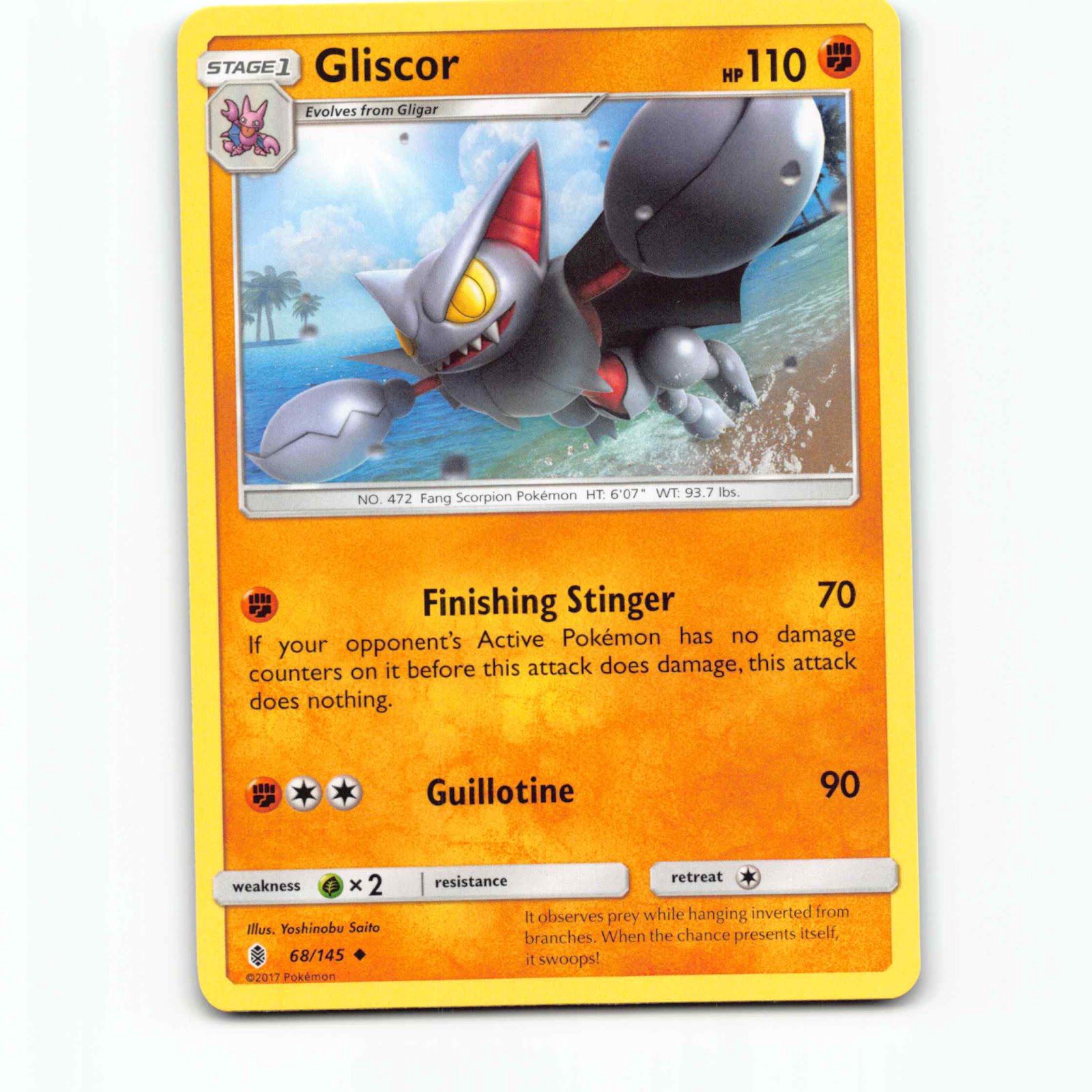 Gliscor 68 Pokémon GRI EN 68/145 Guardians Rising Pokemon Kort Sun & Moon