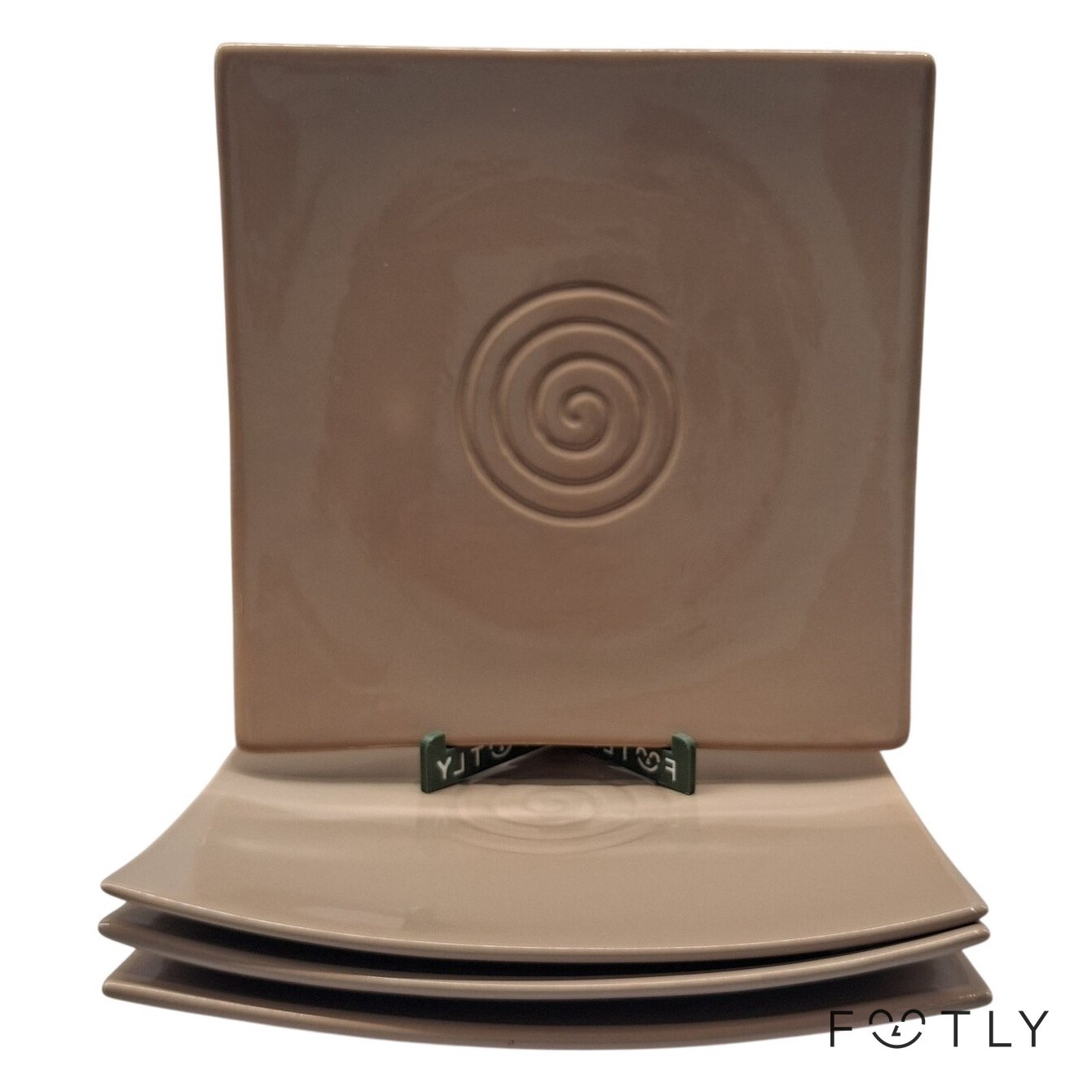 Duka Kvadrat 3 st Tallrikar Beige Kvadratisk Keramik Fat Earthenware