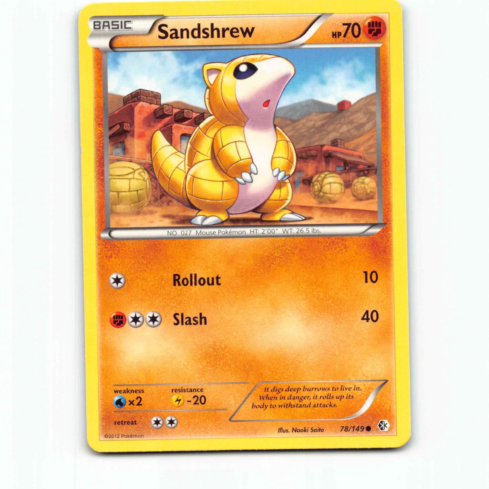 Sandshrew 78 Pokémon BCR EN 78/149 Boundaries Crossed Pokemon Kort Black & White