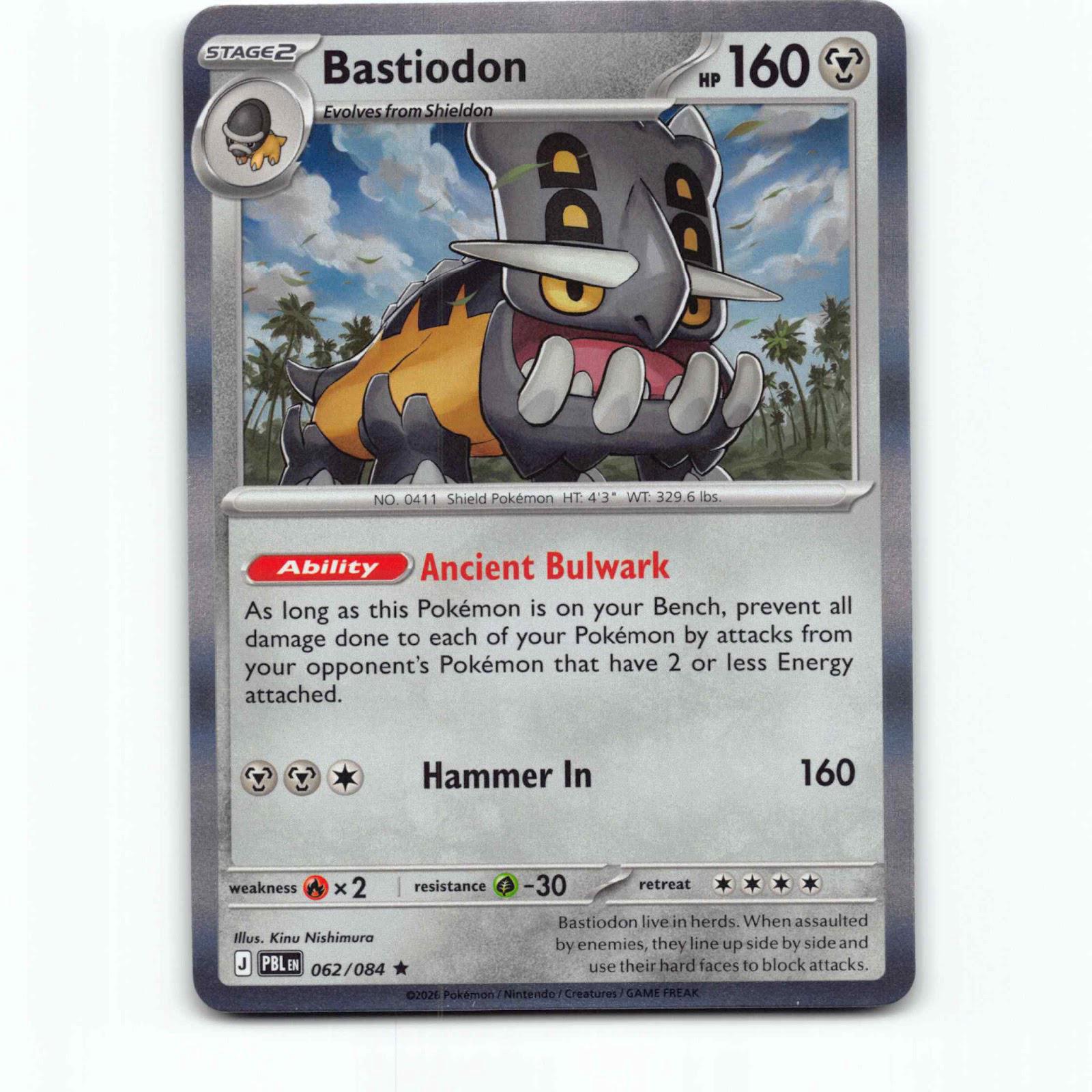 Bastiodon 62 Holo Pokémon PBL EN 062/084 Pitch Black Pokemon Kort Mega Evolution
