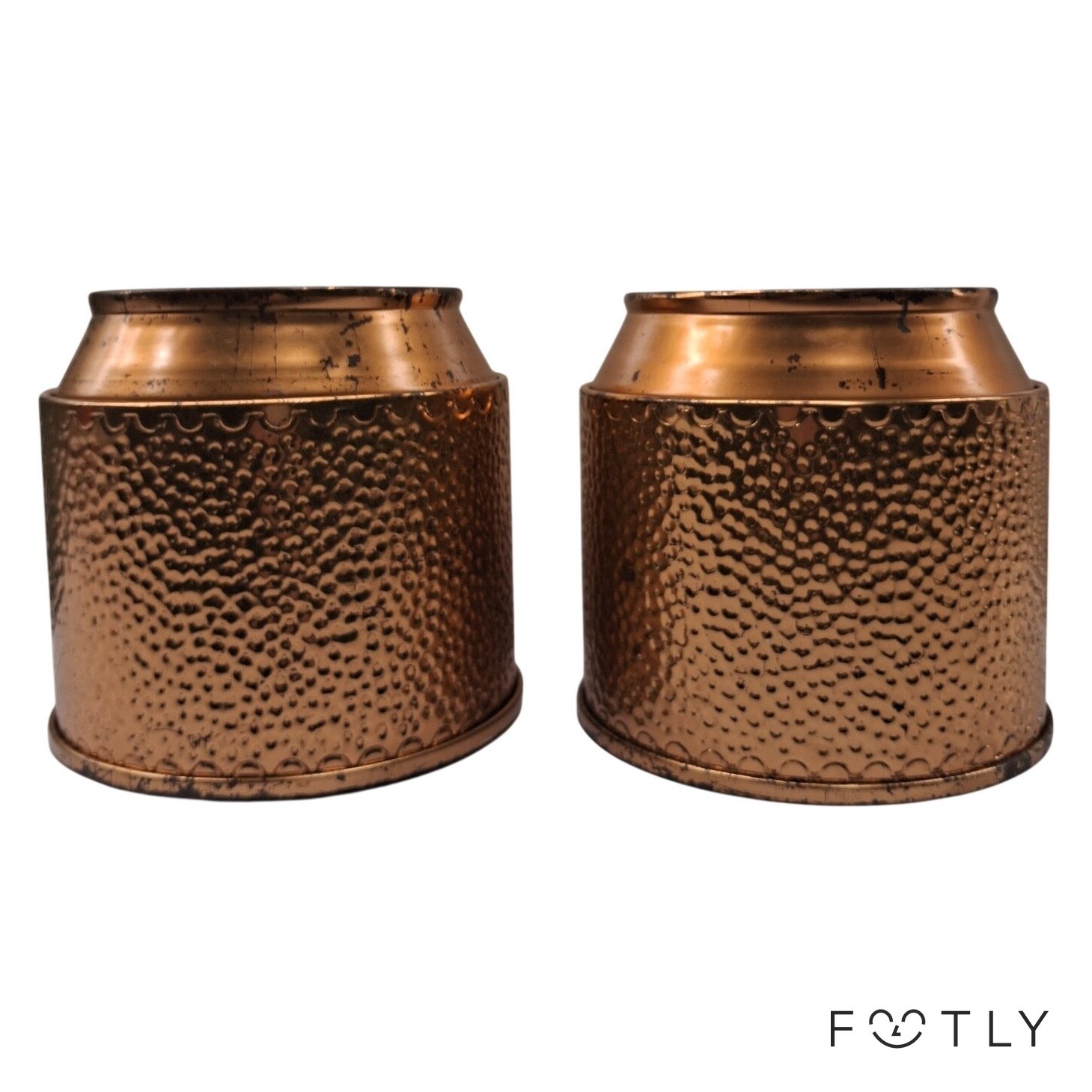 2 st Koppar Burkar Vintage Hammarad Burk Retro