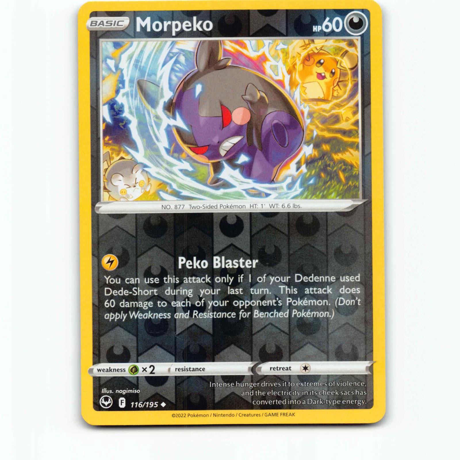 Morpeko 116 Reverse Holo Pokémon SIT EN 116/195 Silver Tempest Pokemon Kort