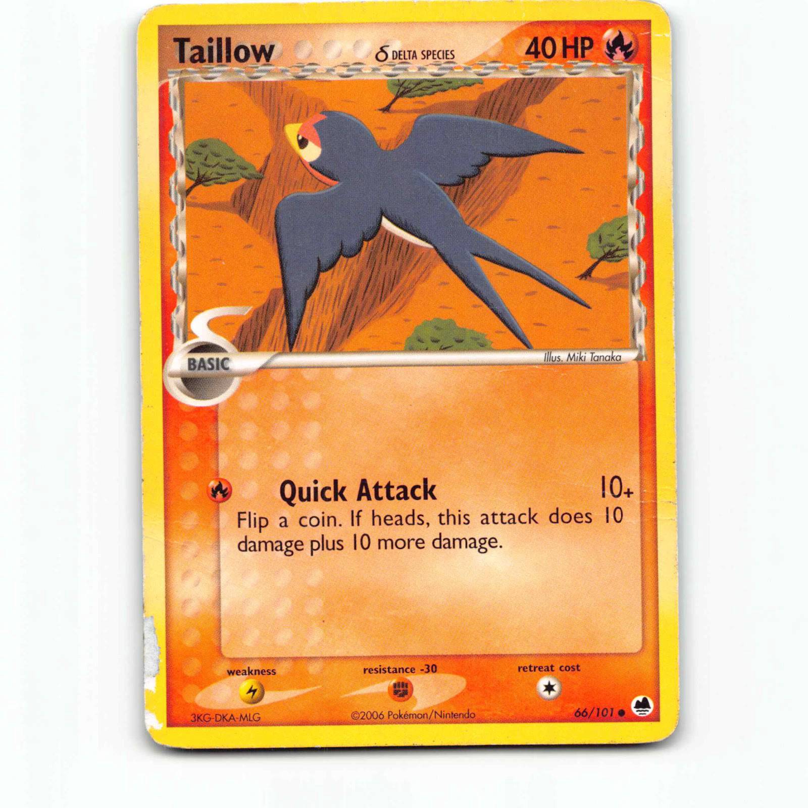Taillow 66 Pokémon DF EN 66/101 EX Dragon Frontiers Pokemon Kort EX-Era