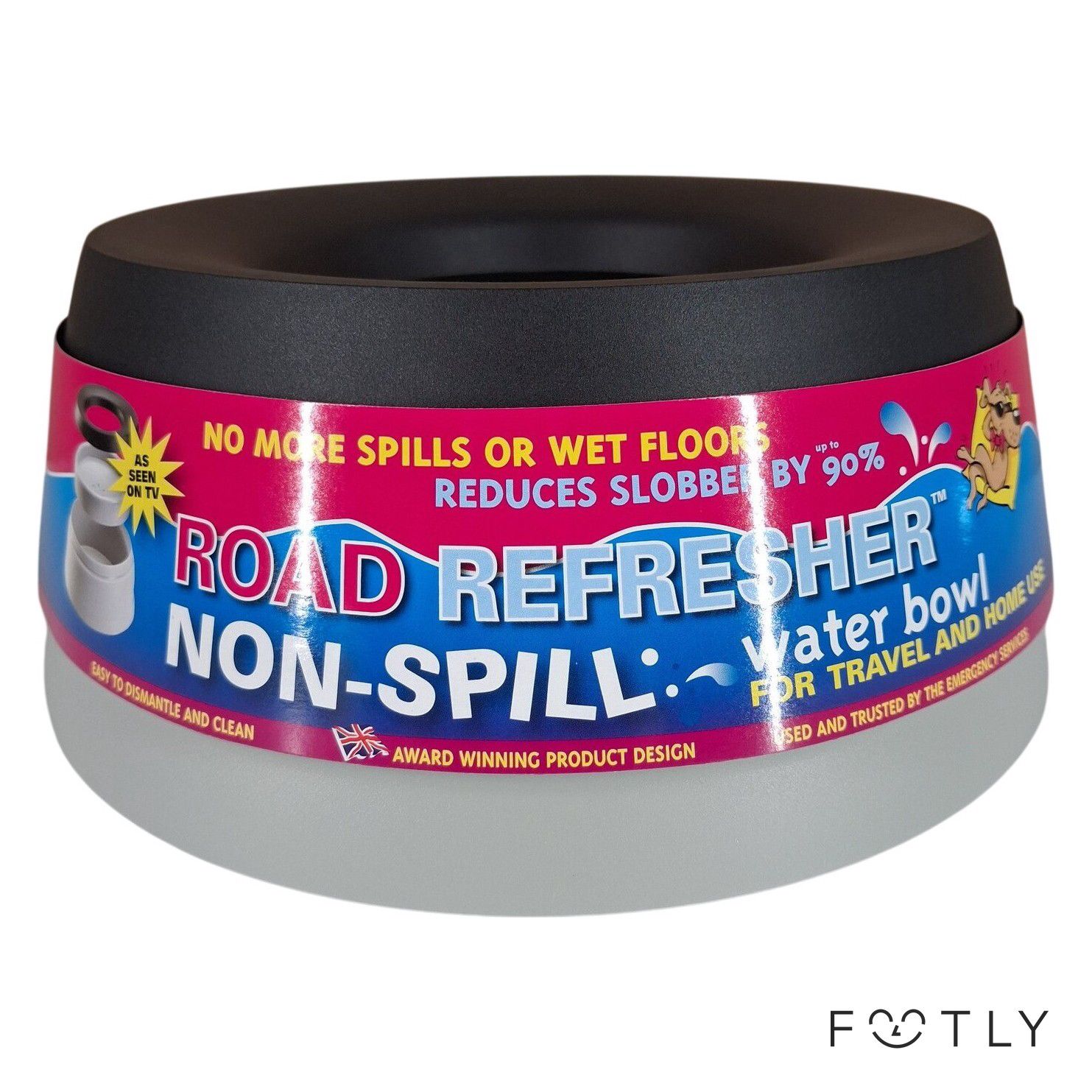 Hundskål Non-Spill Vattenskål Road Refresher Husdjur 1,4L Grå Spillfri Hund Skål