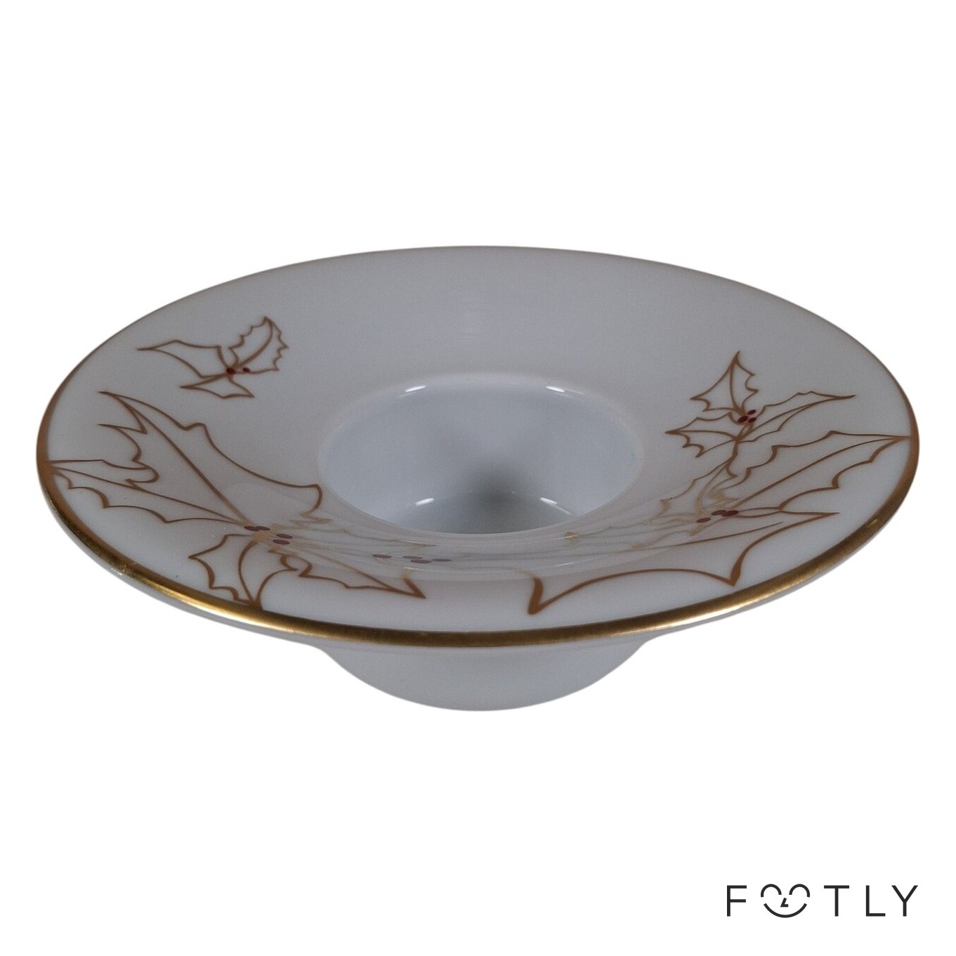 Royal Copenhagen Ljusstake 948 Porslin Vit Guld Ljuslykta Design Jette Frölich